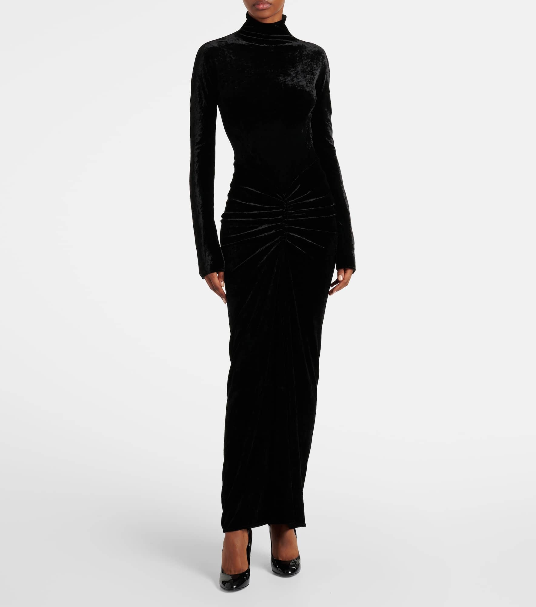 Ruched velvet midi dress - 2