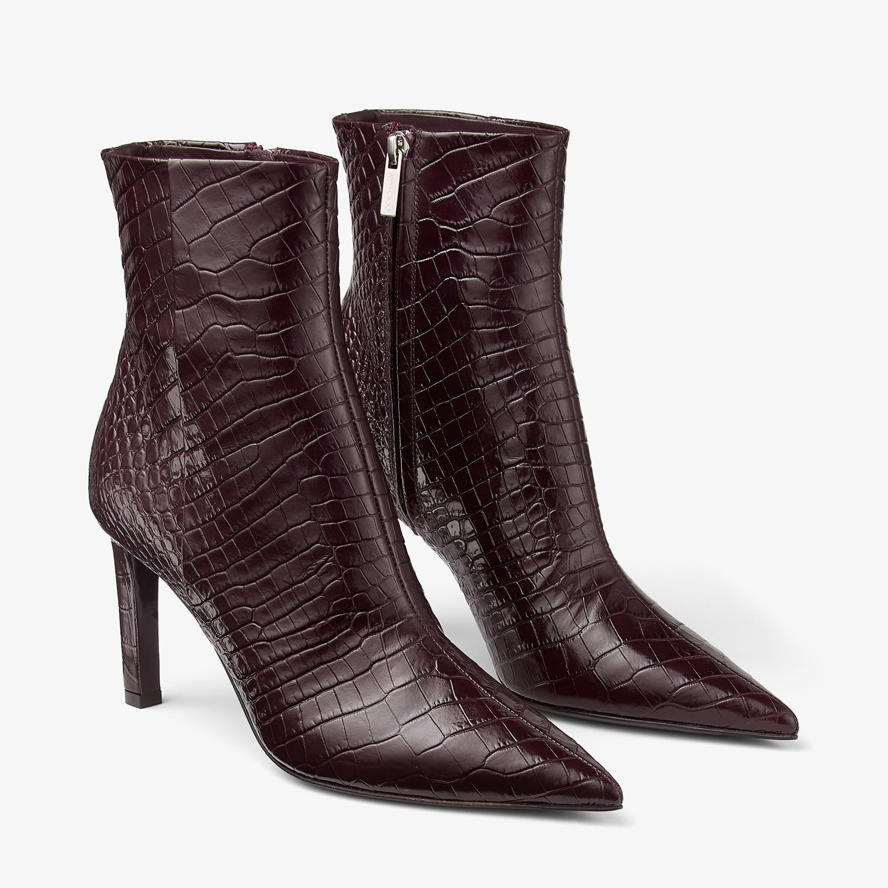 Frankie Ankle Boot  85
Deep Merlot Croc Embossed Leather Ankle Boot - 2