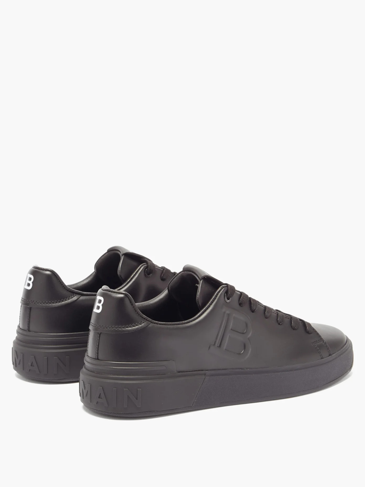 B-Court logo-embossed leather trainers - 4