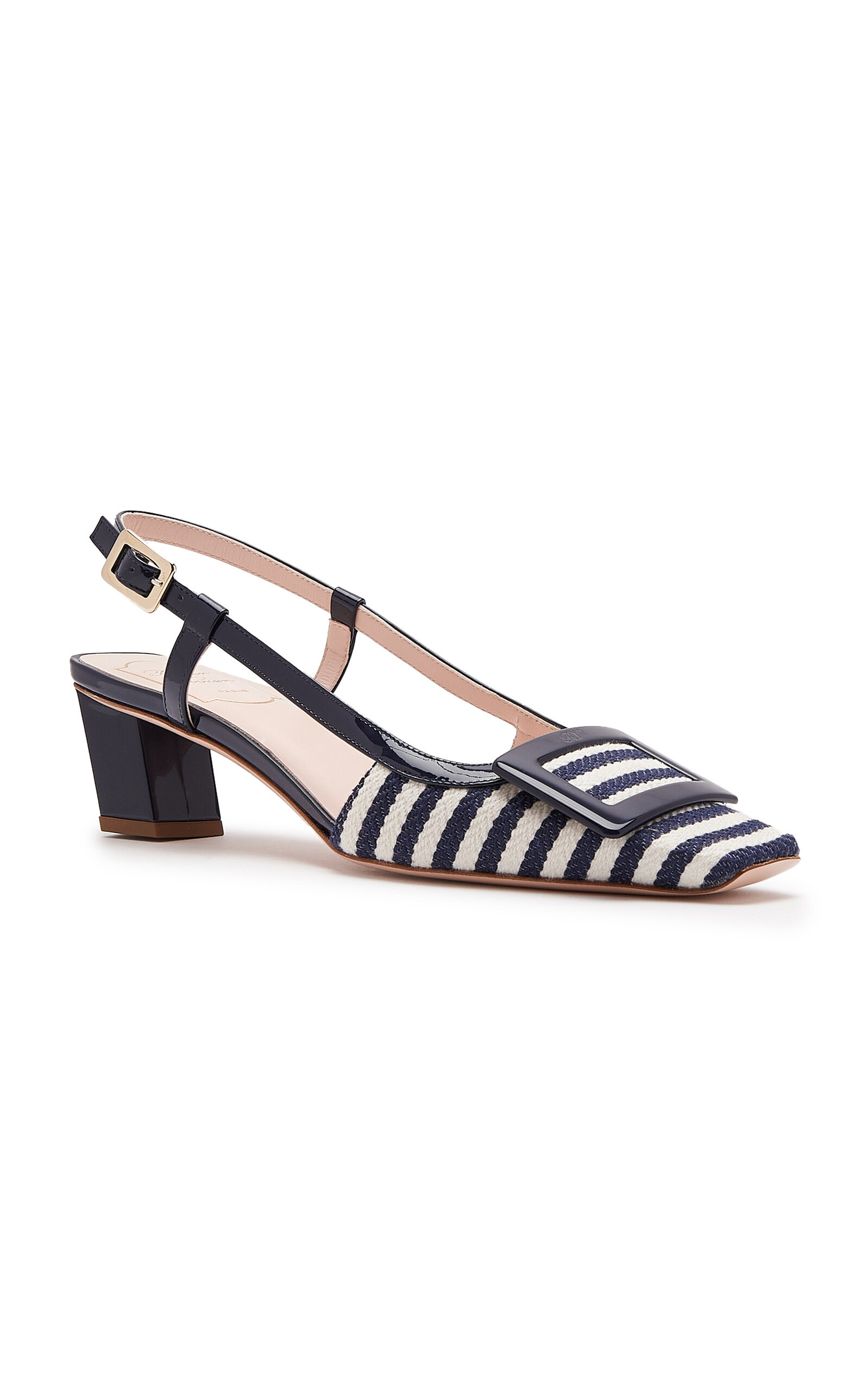 Belle Vivier Lacquered Buckle Slingback Pumps stripe - 5
