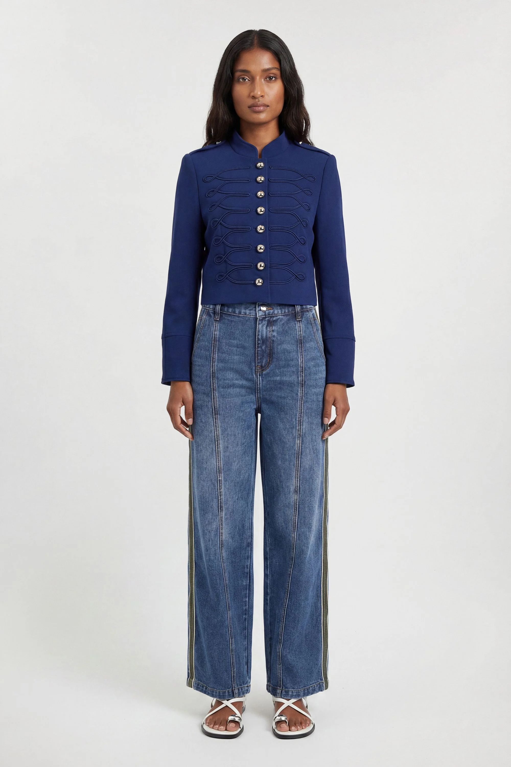 Compact Stretch Tape Detail Military Jacket - 1