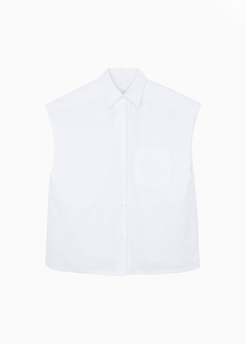 Rae Sleeveless Button Down Shirt - White 5