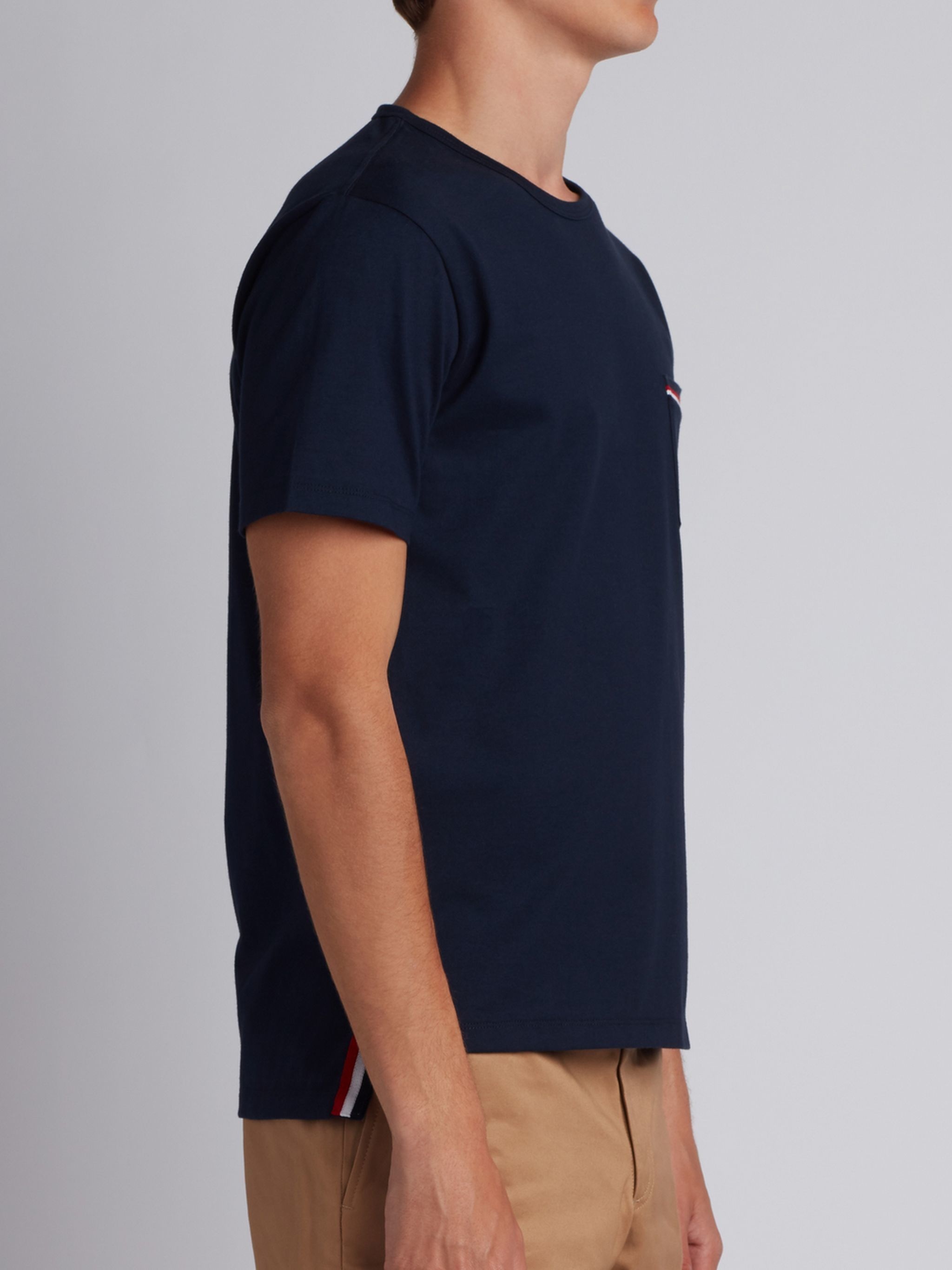 Navymedium Weight Jersey Tipped Pocket Crew Neck Tee - 2