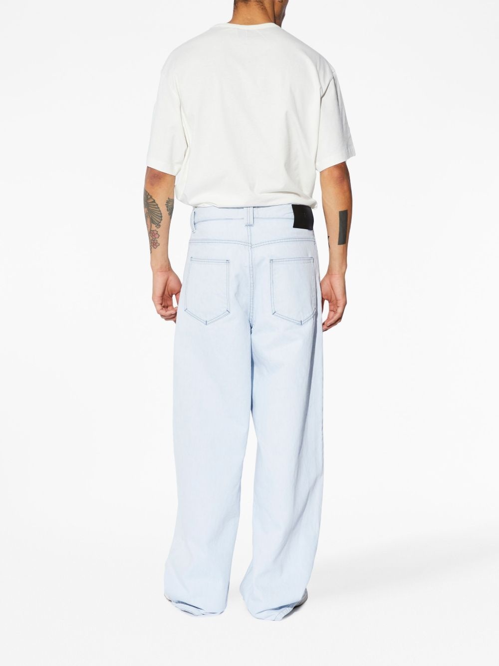 logo-embroidered wide-leg jeans - 3