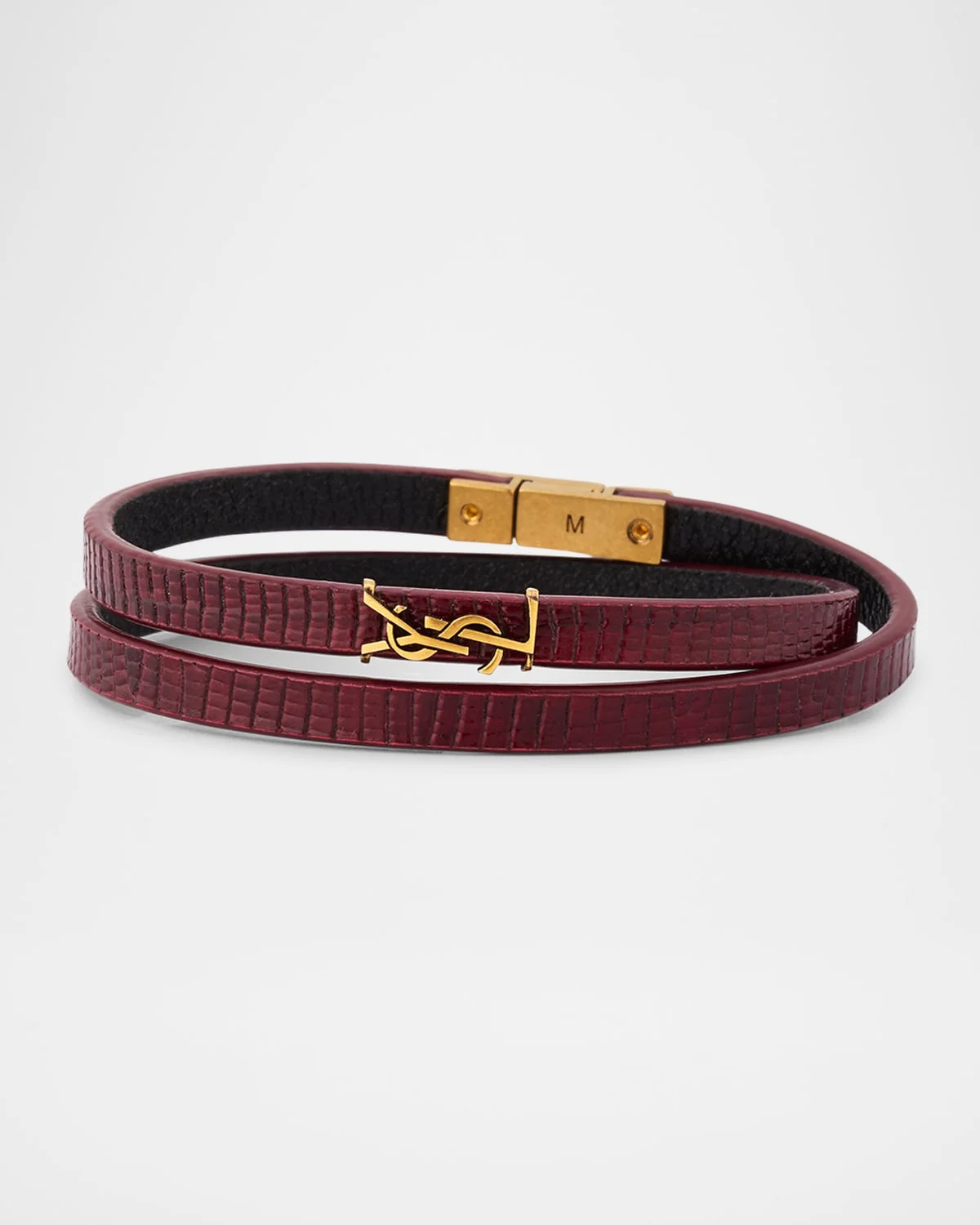 YSL Thin Double Wrap Leather Bracelet - 1