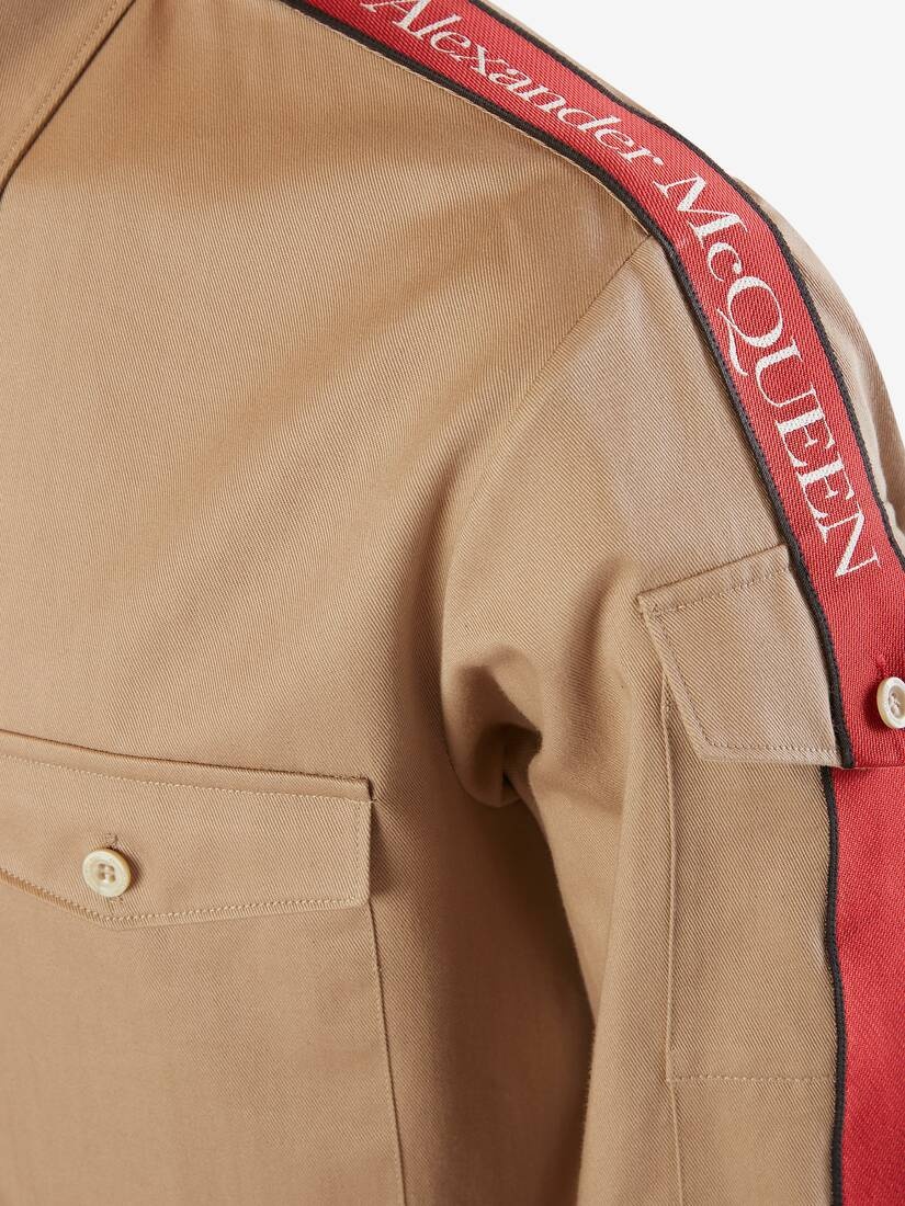 Selvedge Tape Military Shirt in Beige - 5
