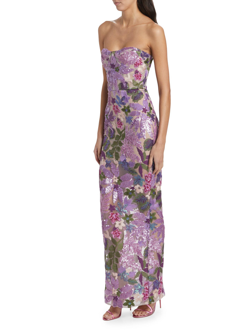 Women's Dahlia Floral-Embellished Strapless Gown - Lilac Multi 3