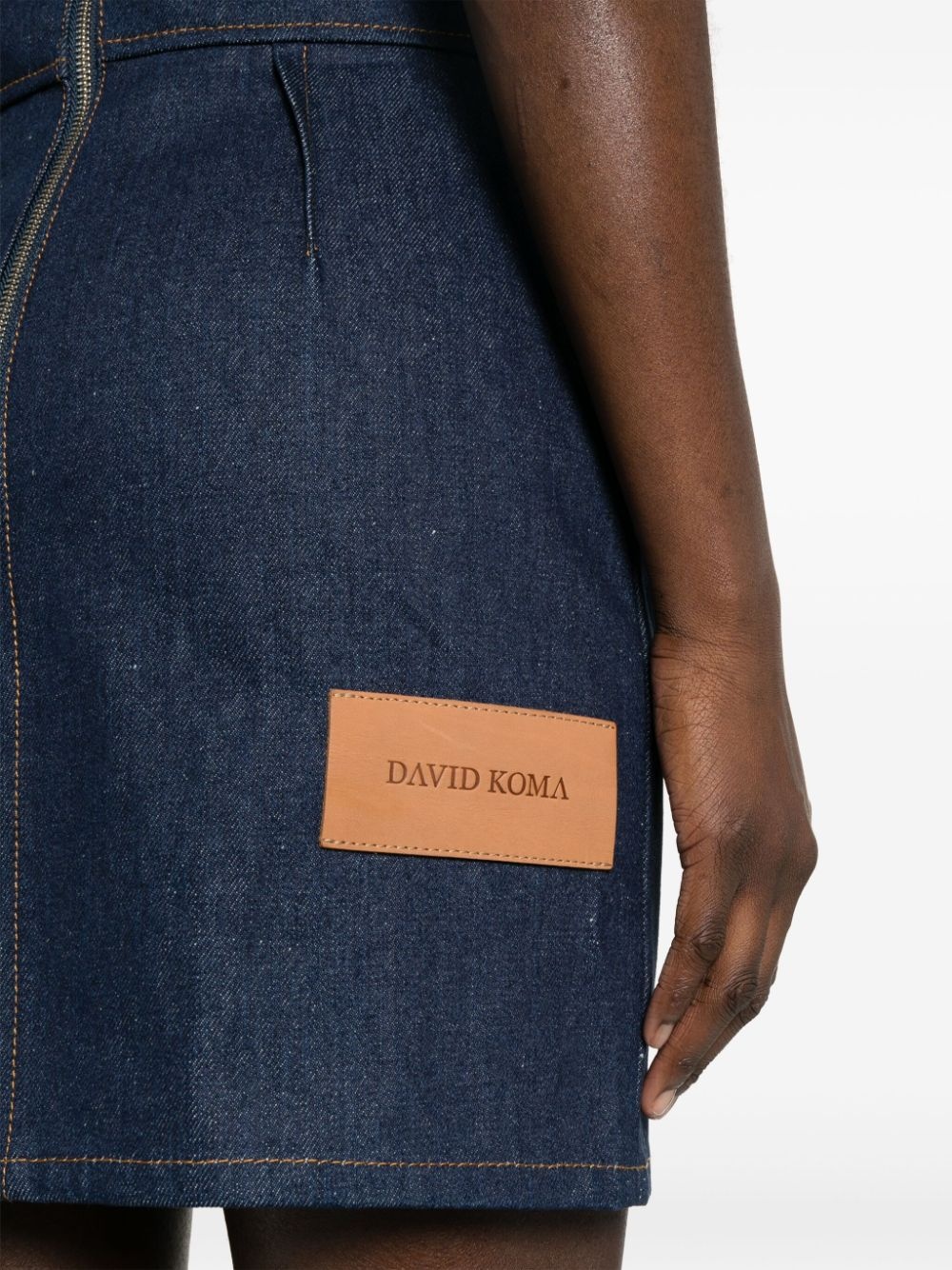 mirror-detail denim dress - 5
