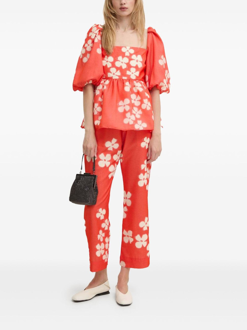 STINE GOYA square-neck floral-pattern blouse outlook