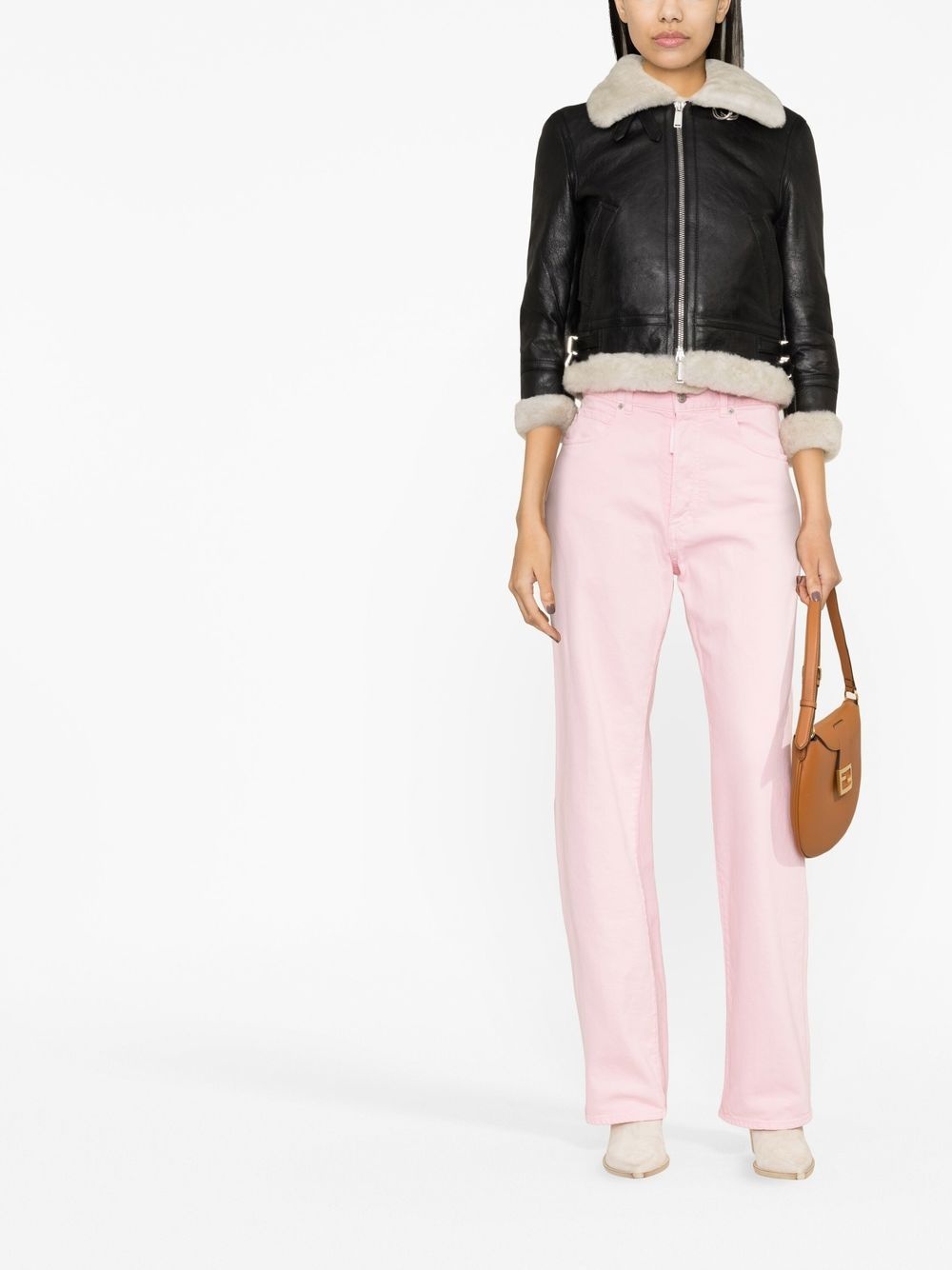 cropped shearling jacket - 2