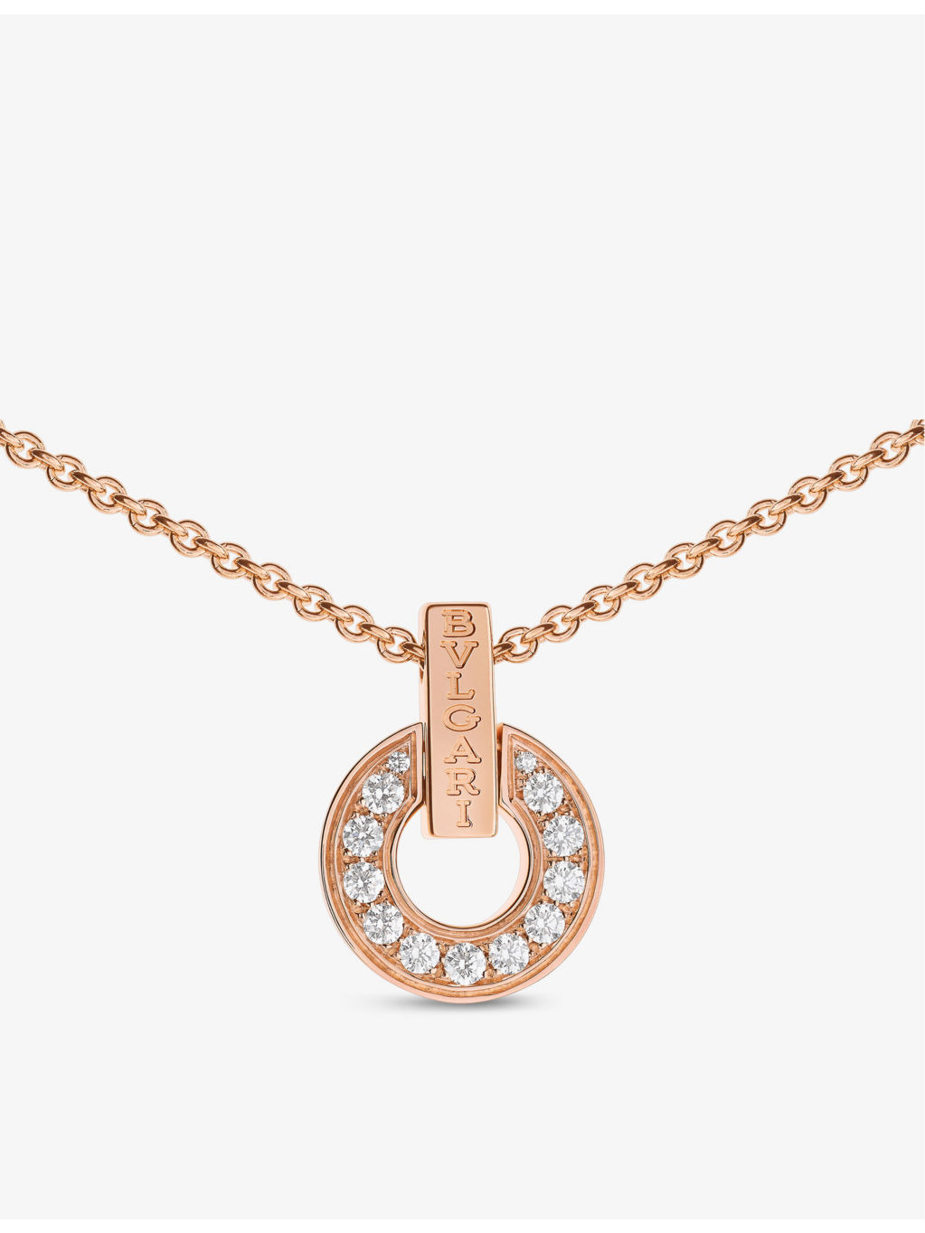 Bvlgari Bvlgari 18ct rose-gold and 0.37ct round brilliant-cut diamond pendant necklace - 3