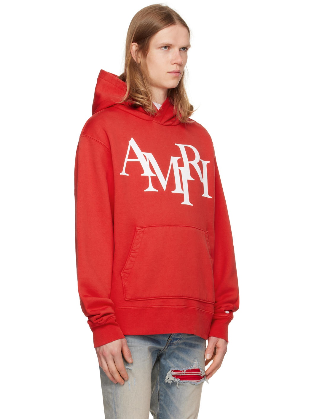 Red 'AMIRI' Staggered Hoodie - 2