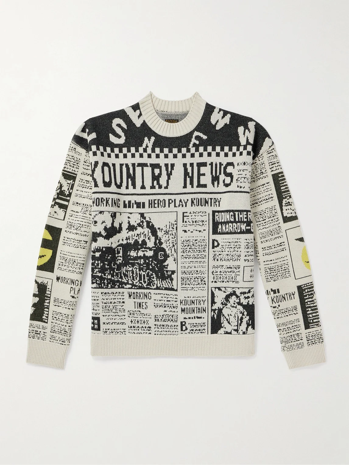 8G Newspaper Intarsia-Knit Sweater - 1