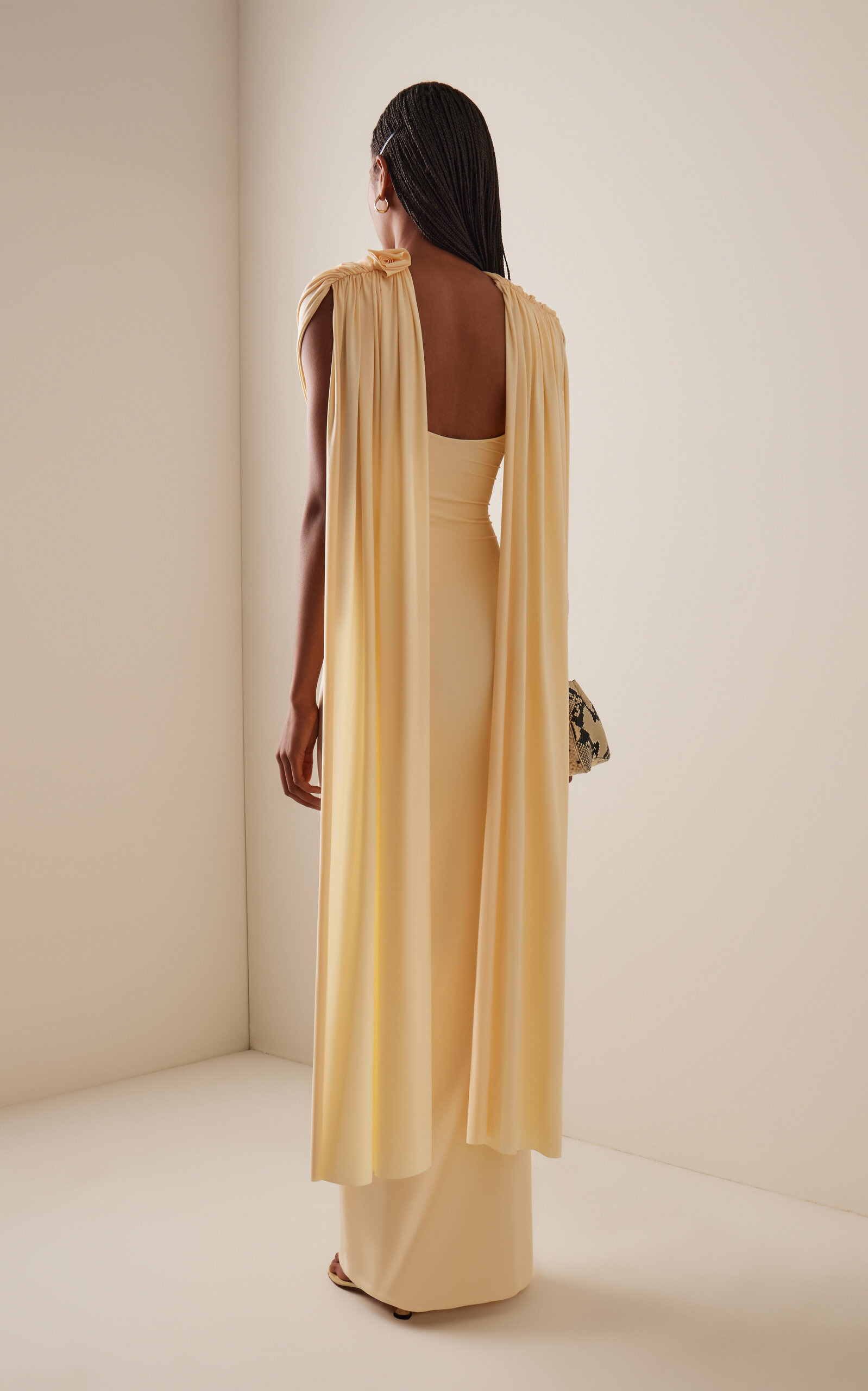 Batista Draped Jersey Maxi Dress ivory - 4