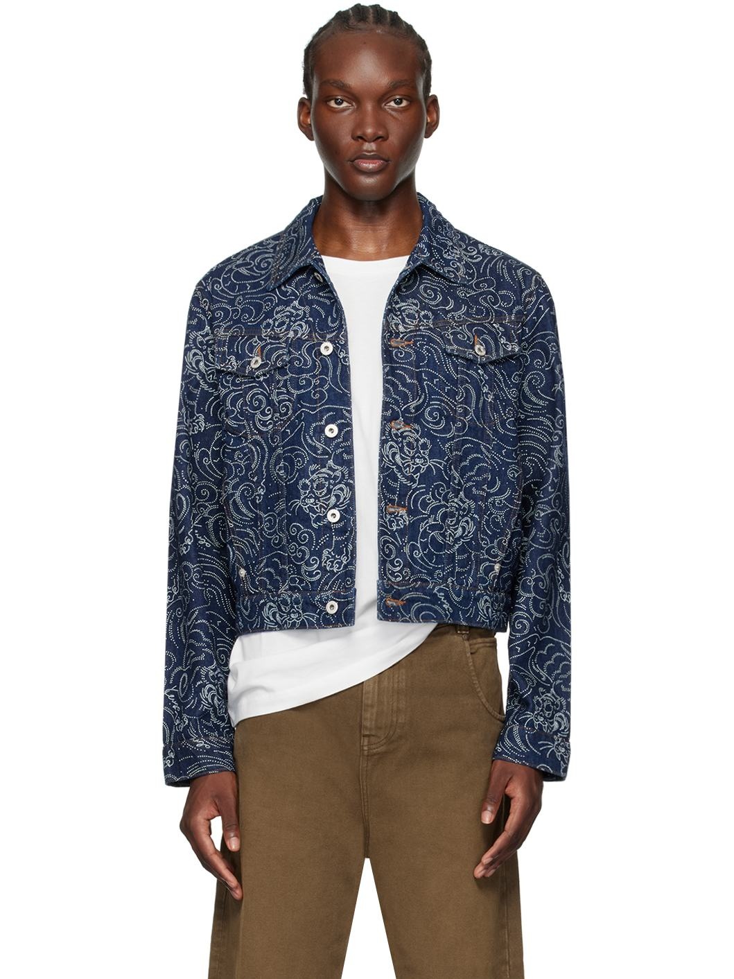 Indigo Kenzo Paris Star Tiger Denim Jacket - 1