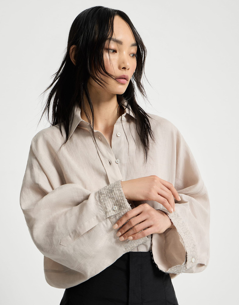 Linen shirt with dazzling cascade cuffs 5