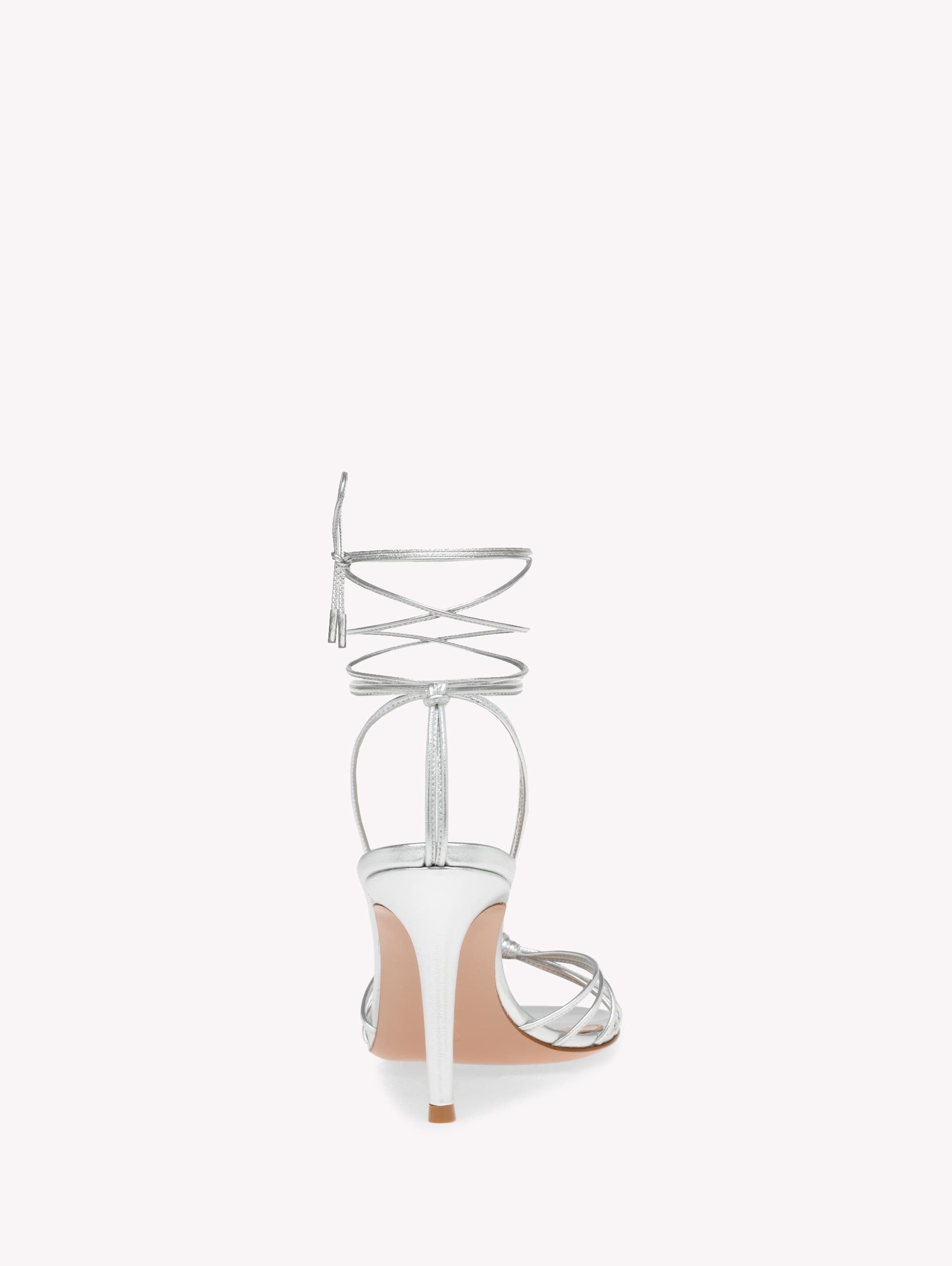 Gianvito Rossi Gwyneth 85 Sandal in Metallic Silver Nappa at Nordstrom - 4