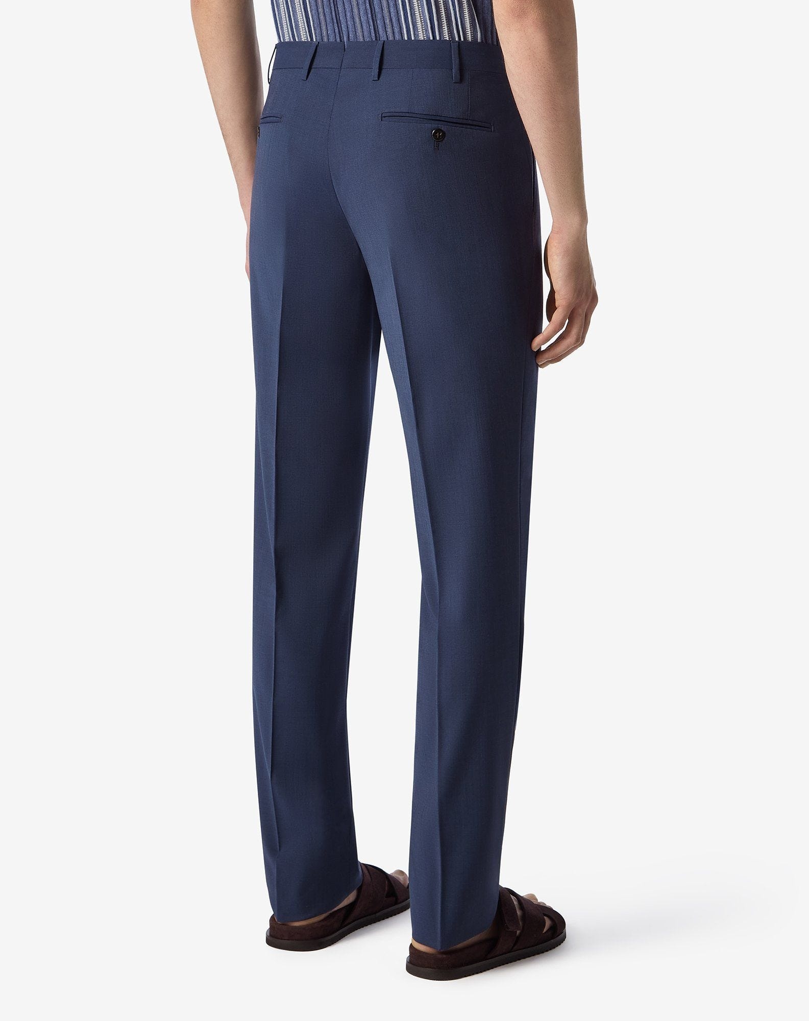 Blue 120's stretch wool trousers - 4