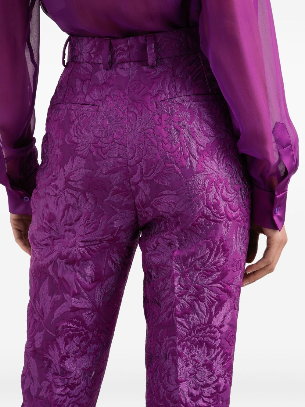 floral-brocade tailored trousers - 5