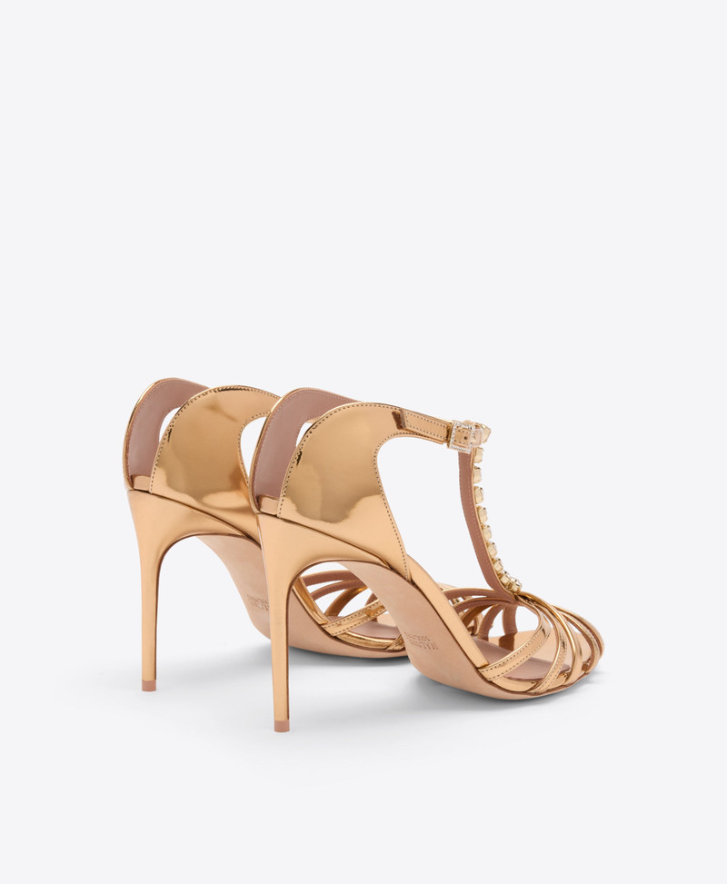 Erika 90 Gold Leather Heeled Sandals 3