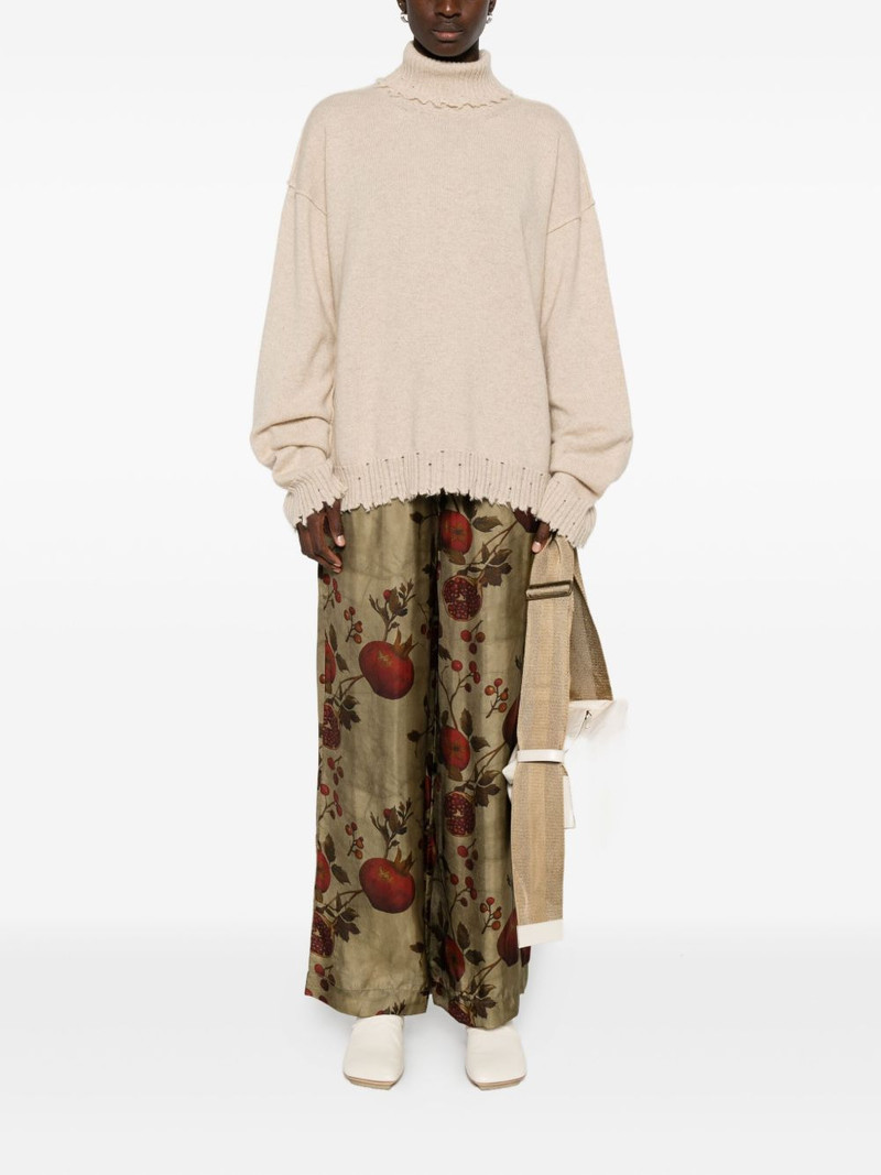 UMA WANG high-neck frayed-hem sweater outlook