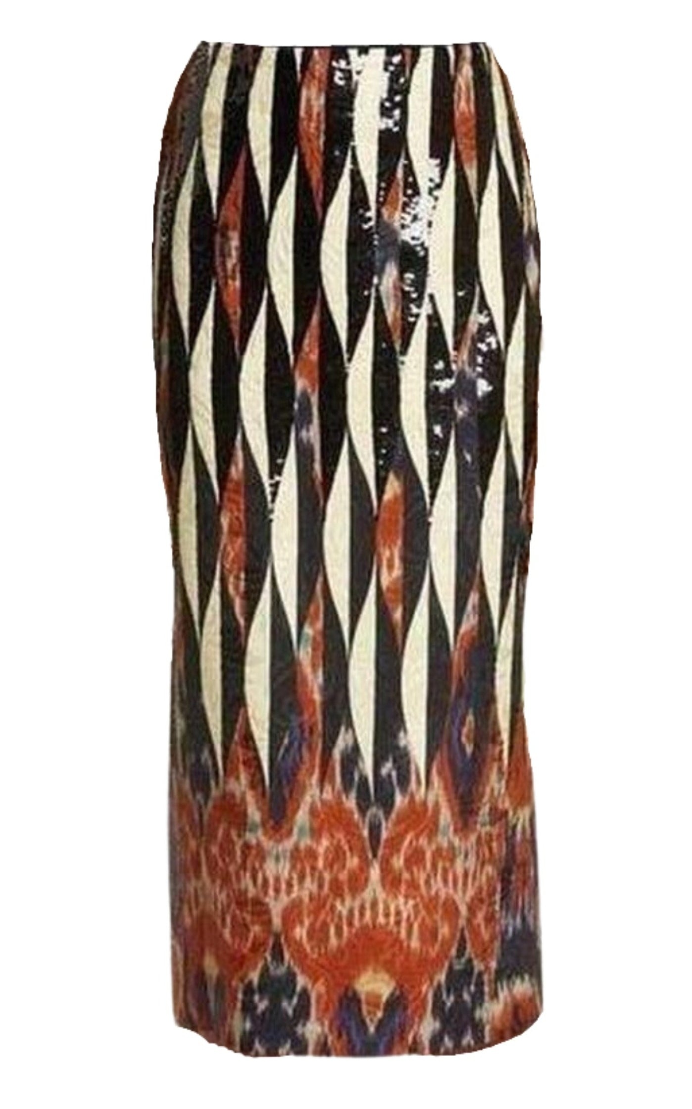 Shine Embroidered Ikat Midi Skirt - 1