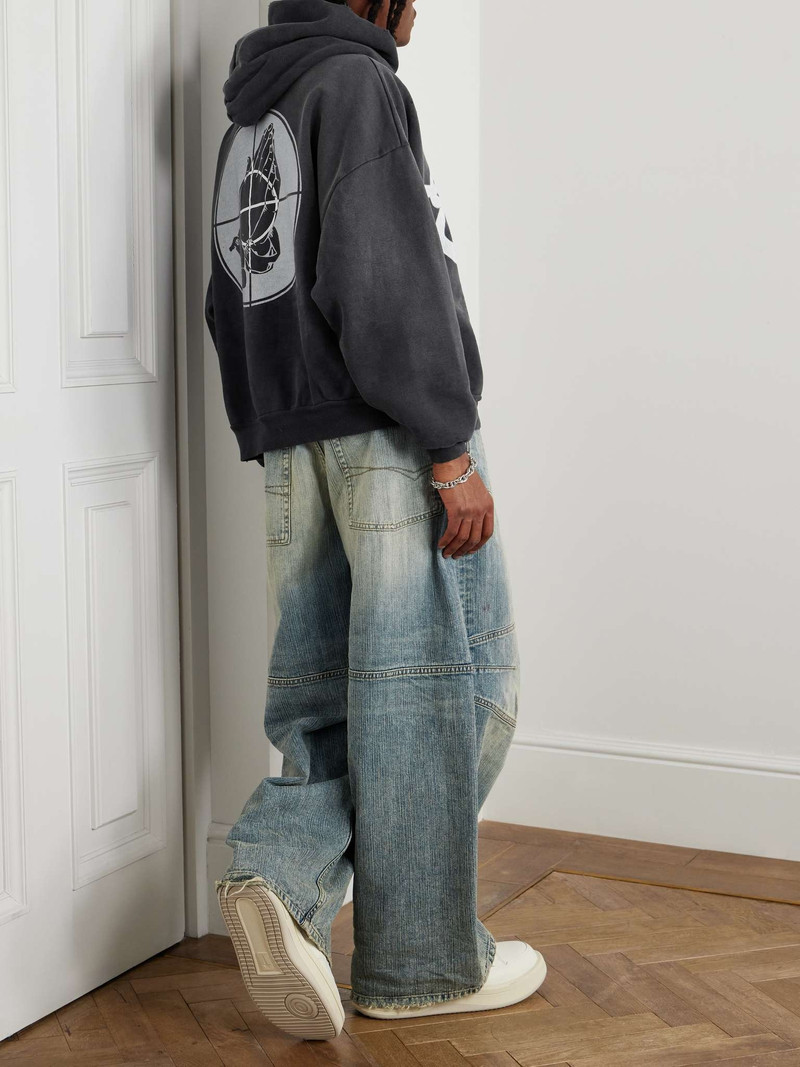 SAINT M×××××× + Fear of God Distressed Logo-Print Cotton-Jersey Hoodie outlook