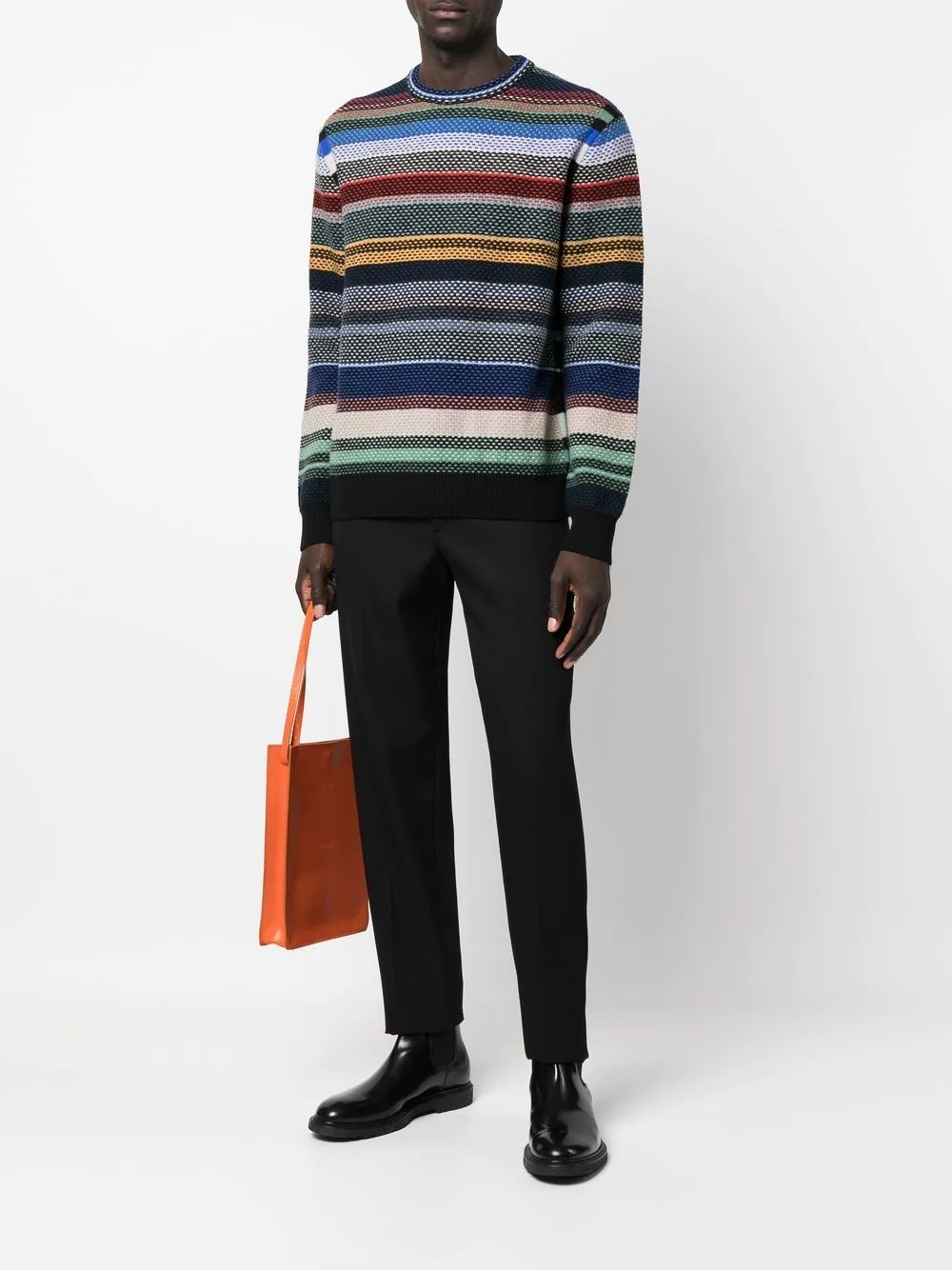 striped crew-neck jumper - 2