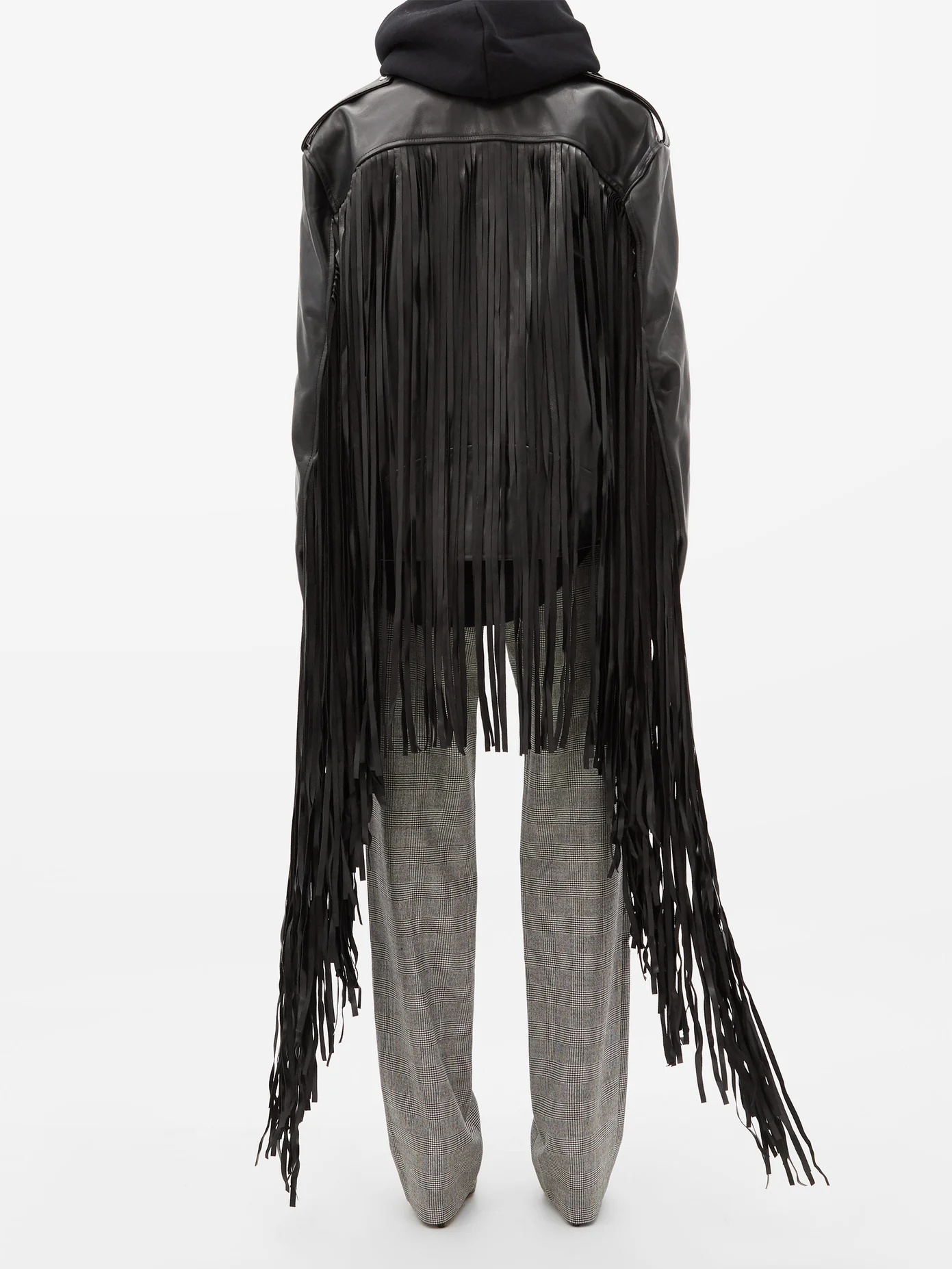 Fringed leather biker jacket - 5