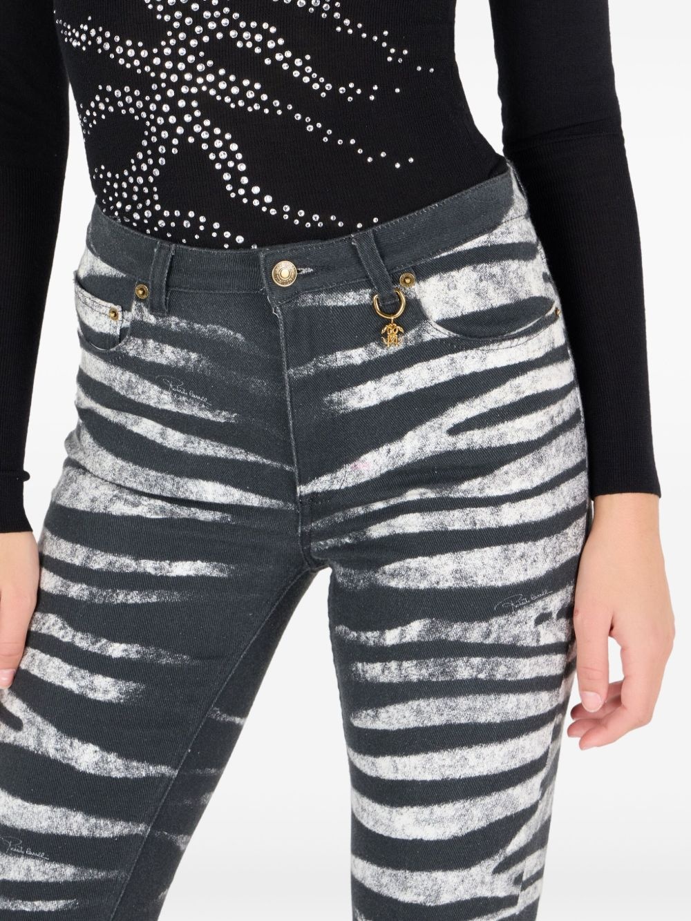 zebra-print flared jeans - 5