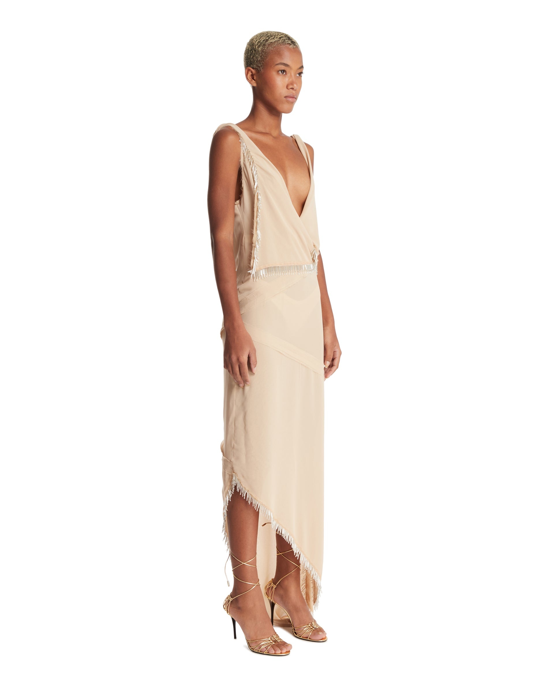 Beige Asymmetric Dress - 4