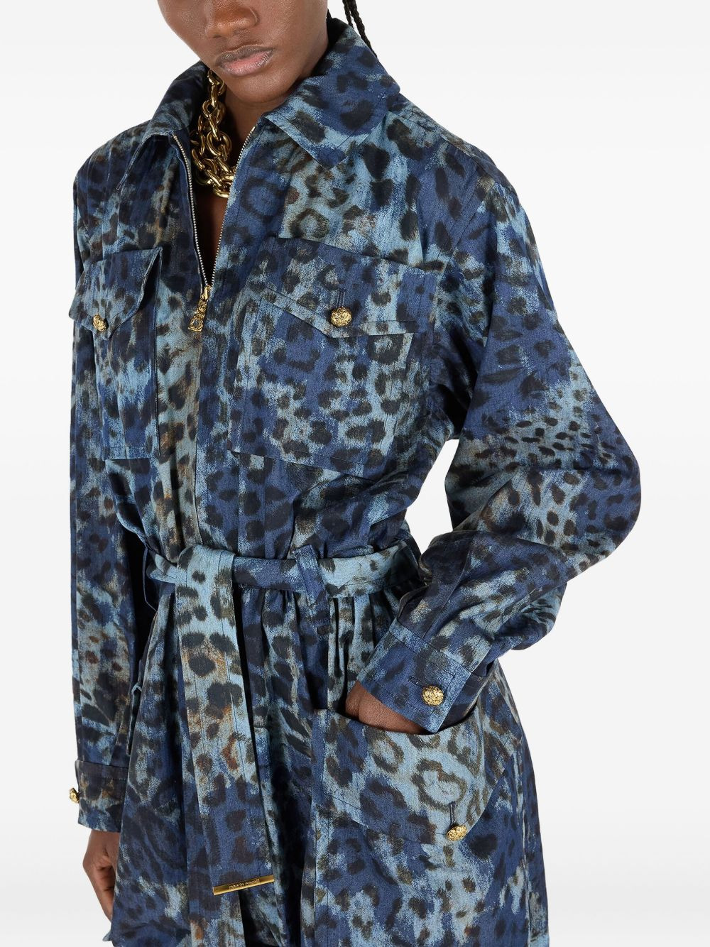 animal-print belted jumpsuit - 5