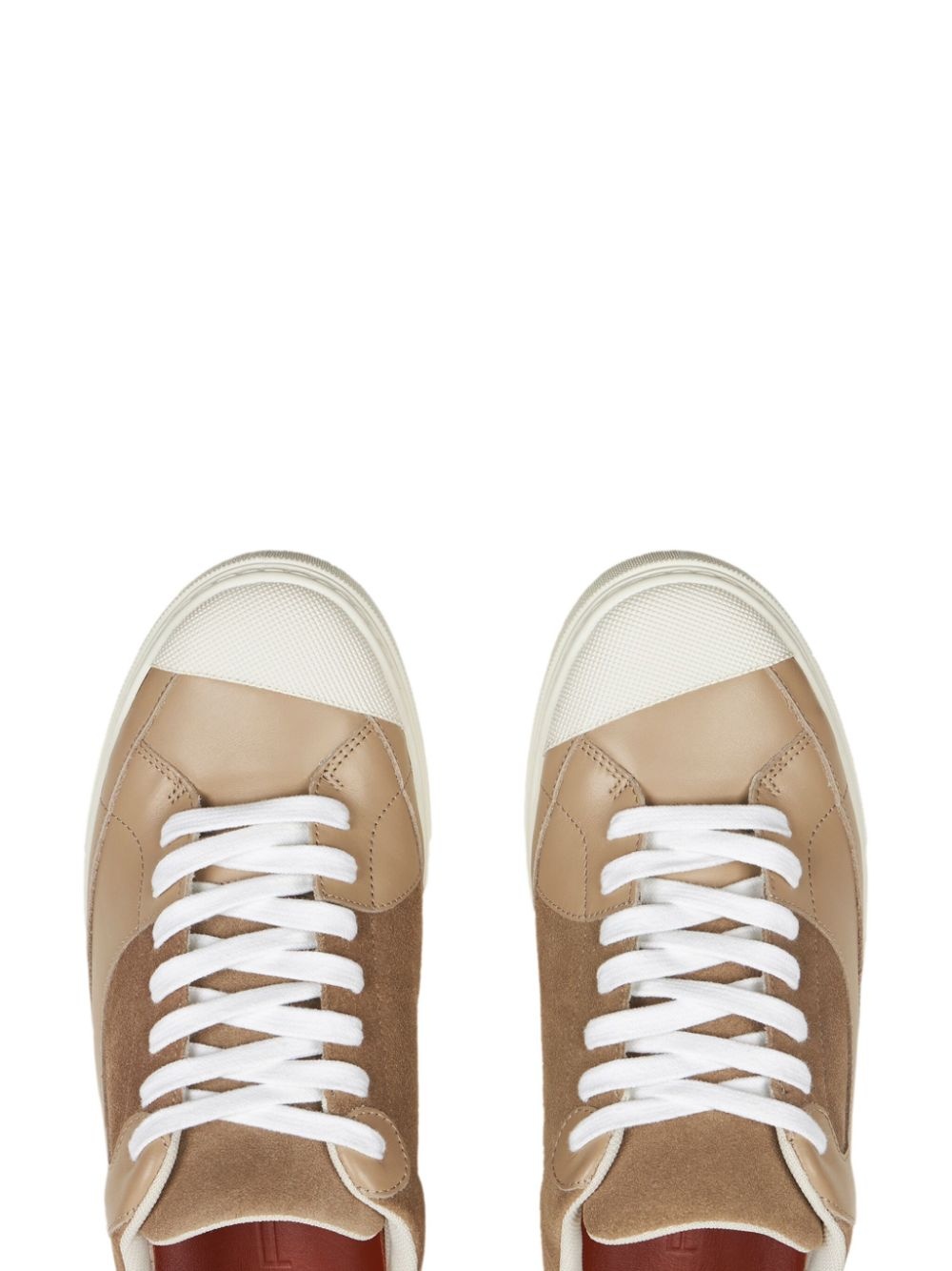 panelled leather sneakers - 3