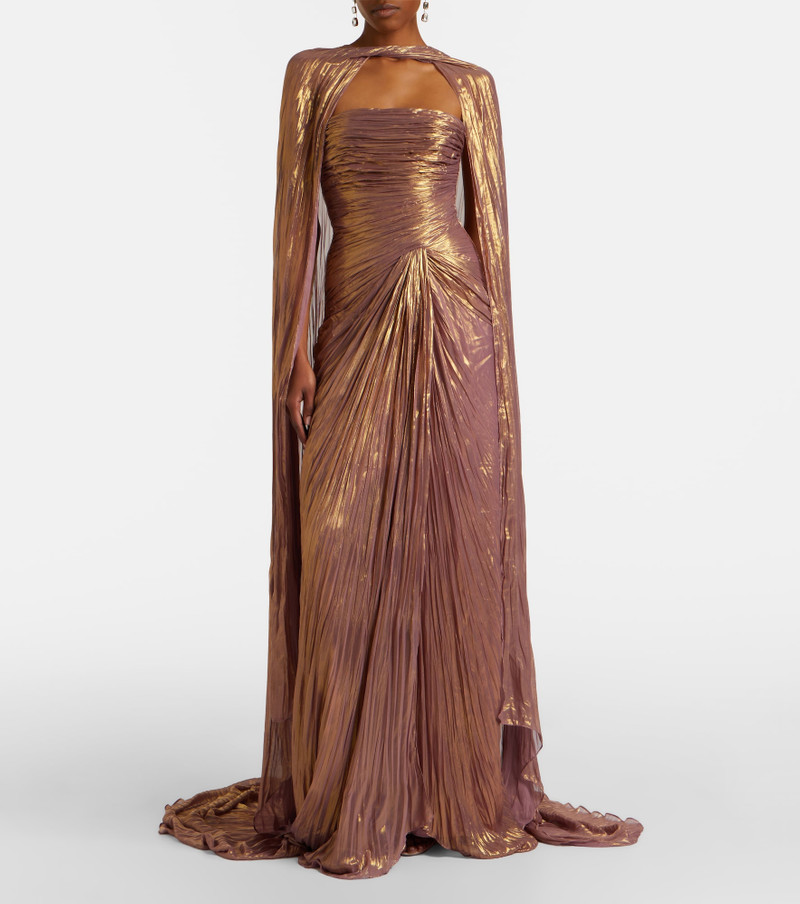MARMAR HALIM Caped pleated bustier gown outlook