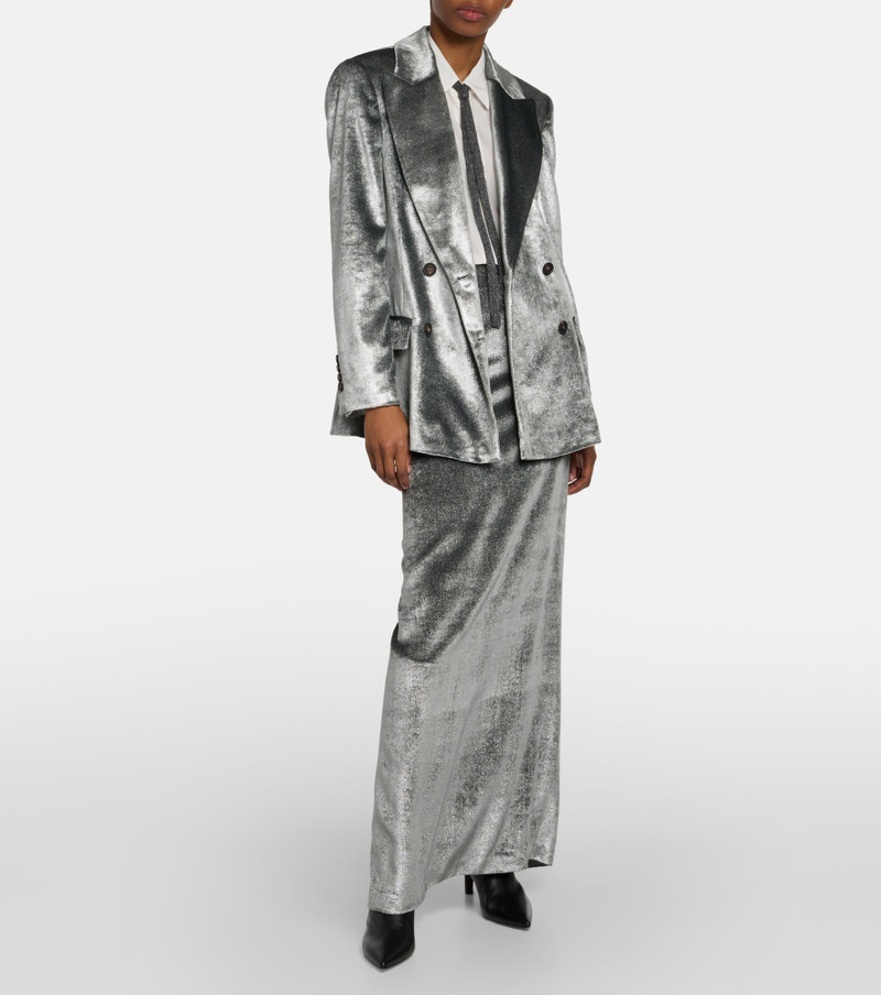 Brunello Cucinelli High-rise velvet maxi skirt outlook