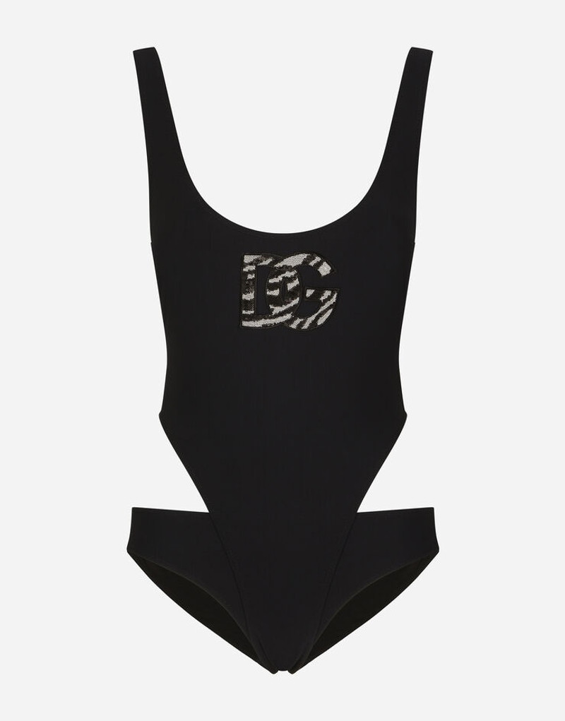 Racing swimsuit with bikini bottoms and DG logo 1