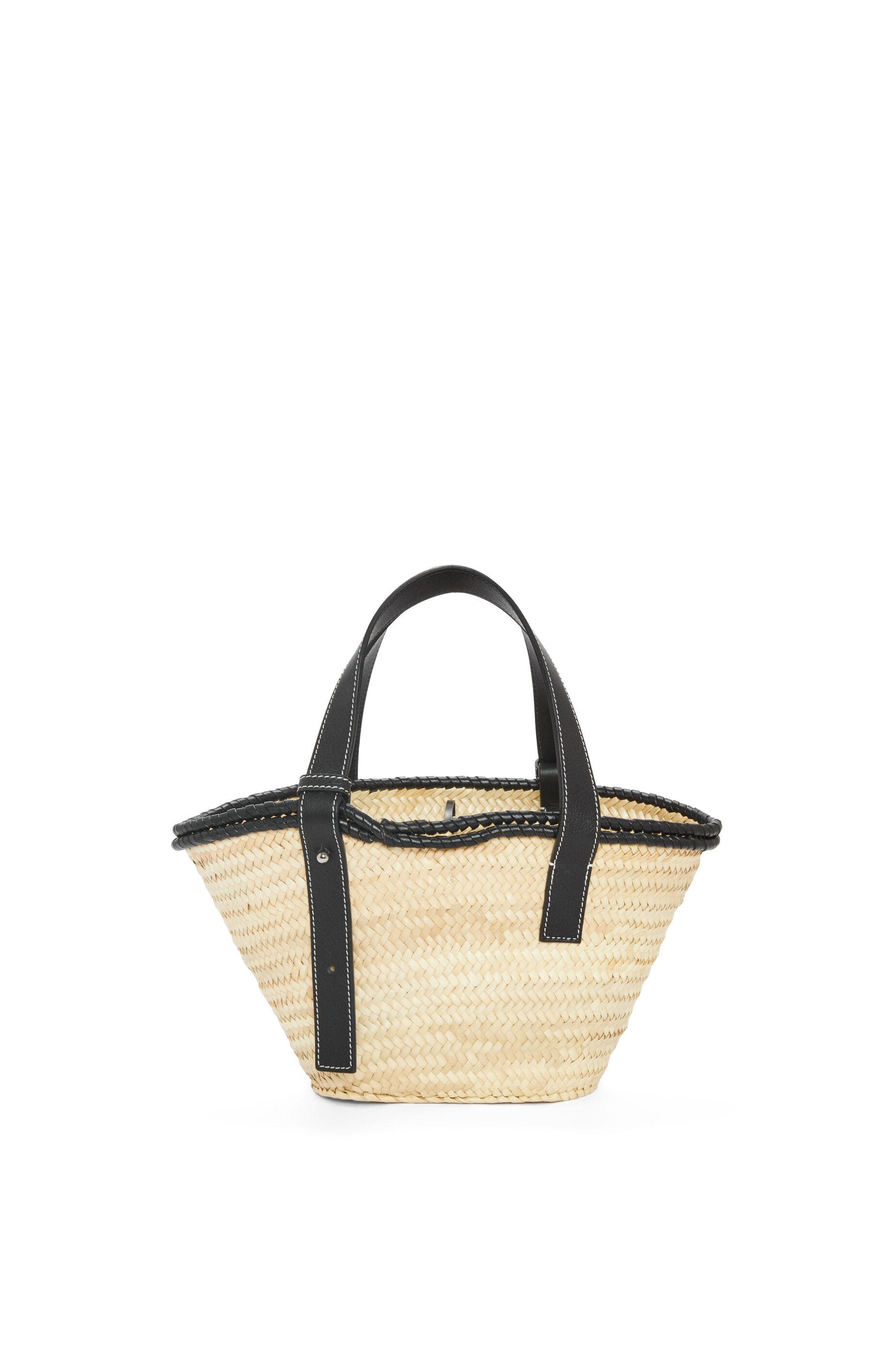 Small Inlay Basket bag in palm leaf and calfskin - 4