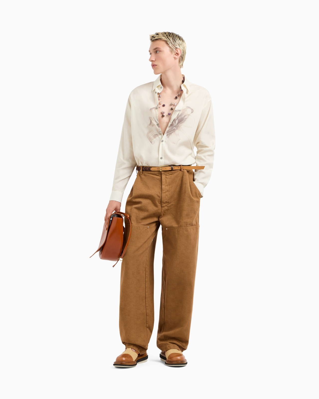 WIDE-LEG TROUSERS IN DENIM-EFFECT FABRIC - 2