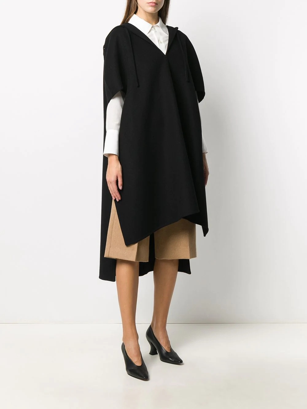 hooded v-neck cape - 3