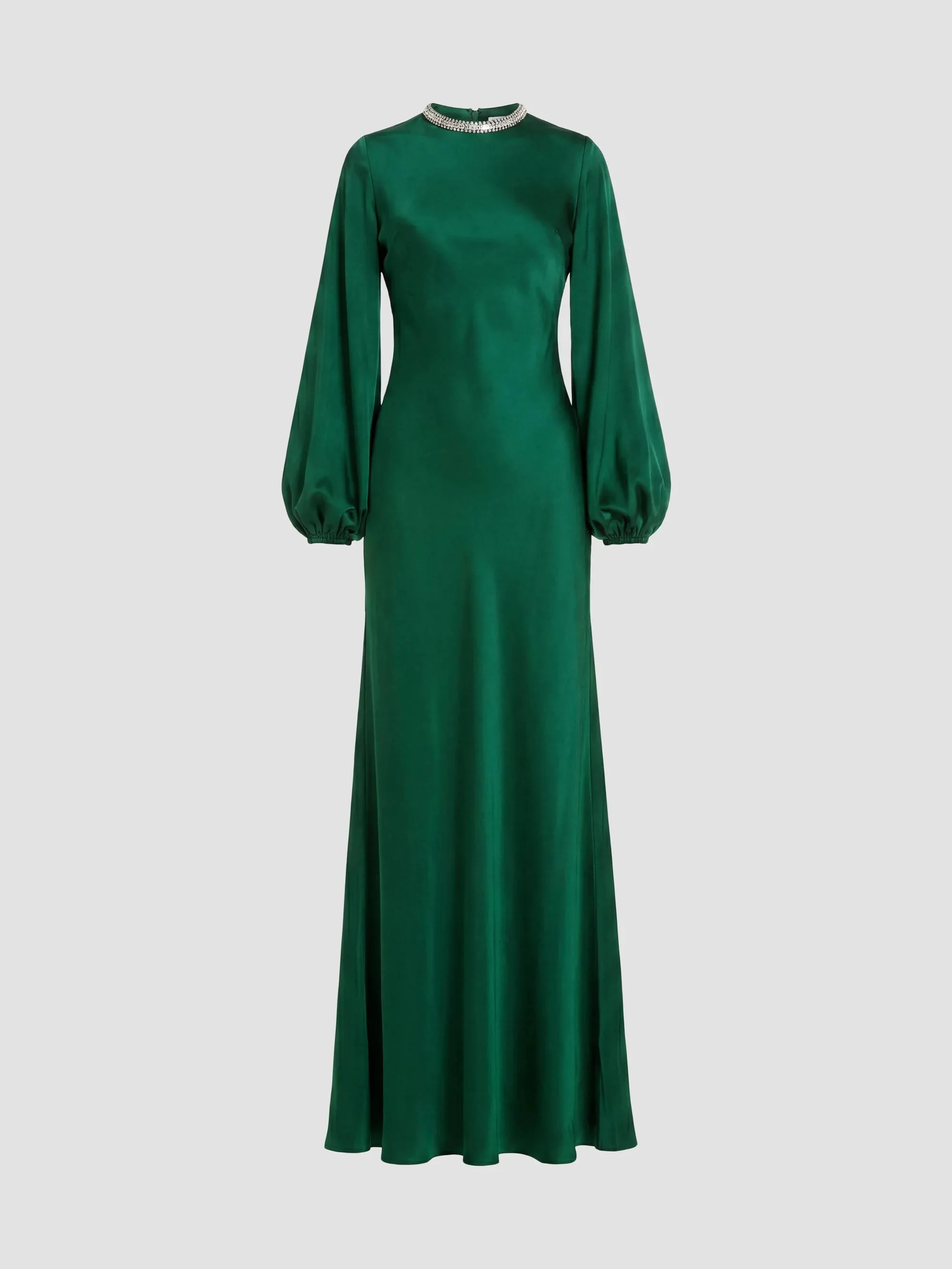Women's Ieena Satin Sheath Gown - Emerald - 1