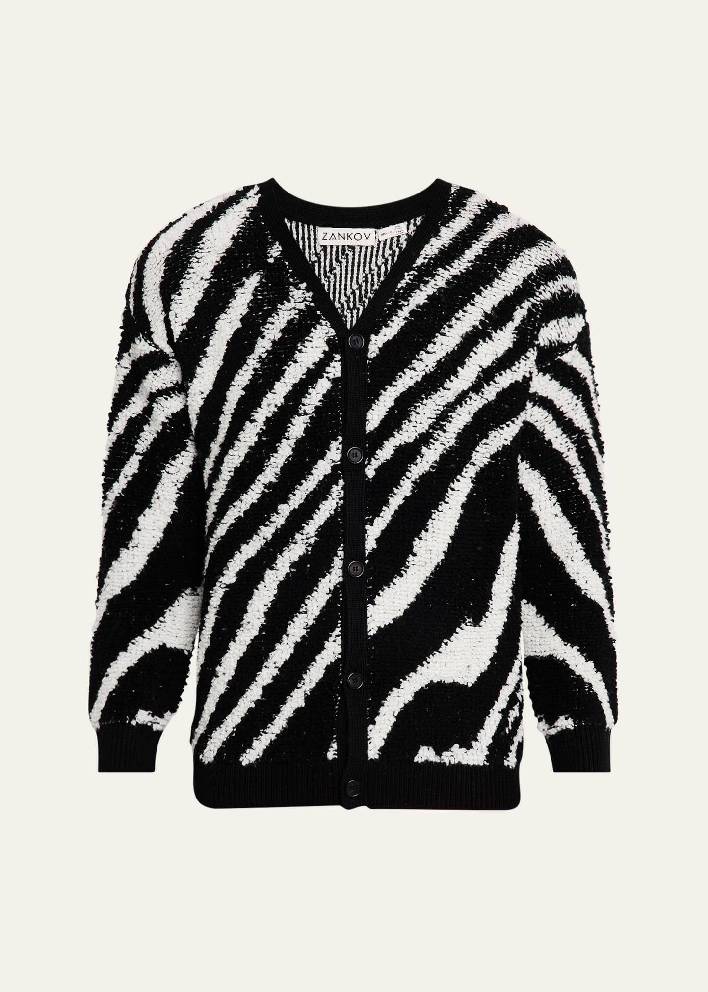 Men's Intarsia Zebra Cardigan - 1