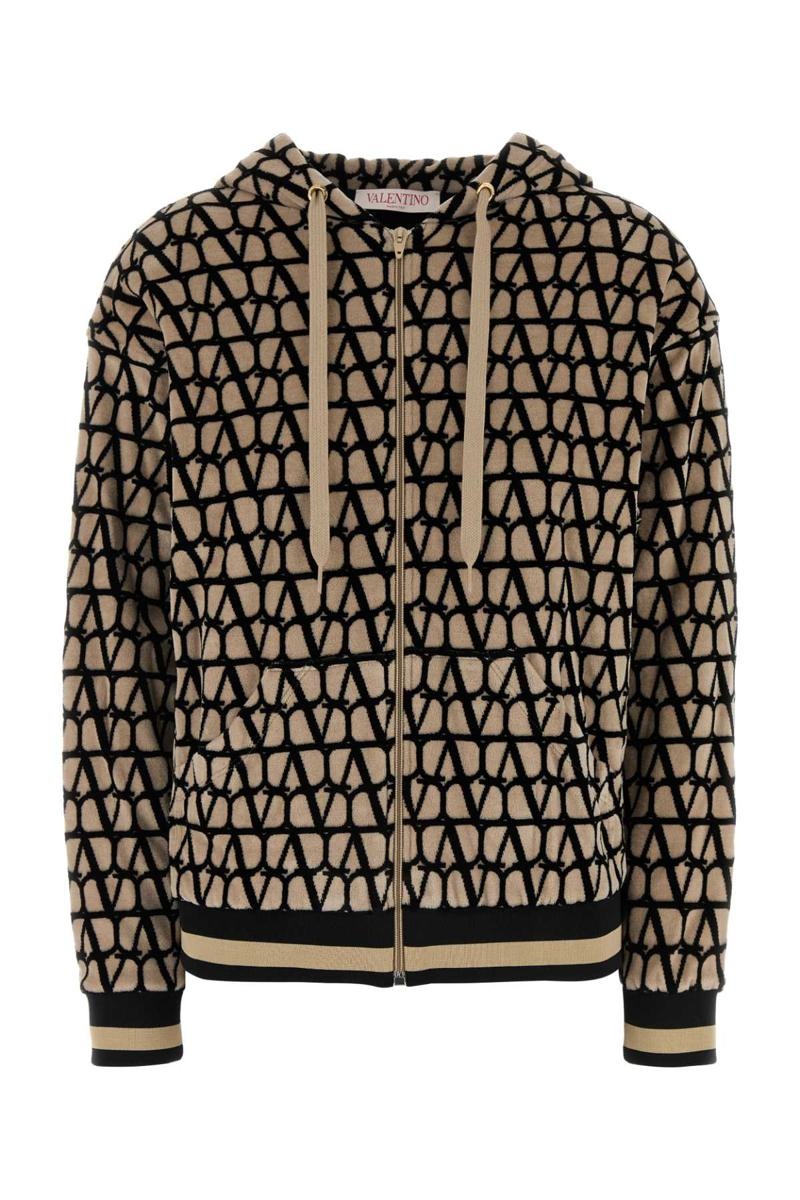（sale)ヴァレンティノ  ブラック Toile Iconographe フーディ Valentino Garavani Toile Iconographe Jersey Hoodie