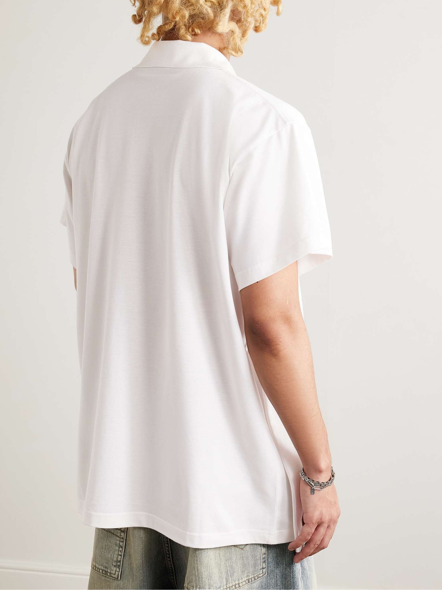 Oversized Layered Logo-Embroidered Cotton-Piqué Polo Shirt - 3