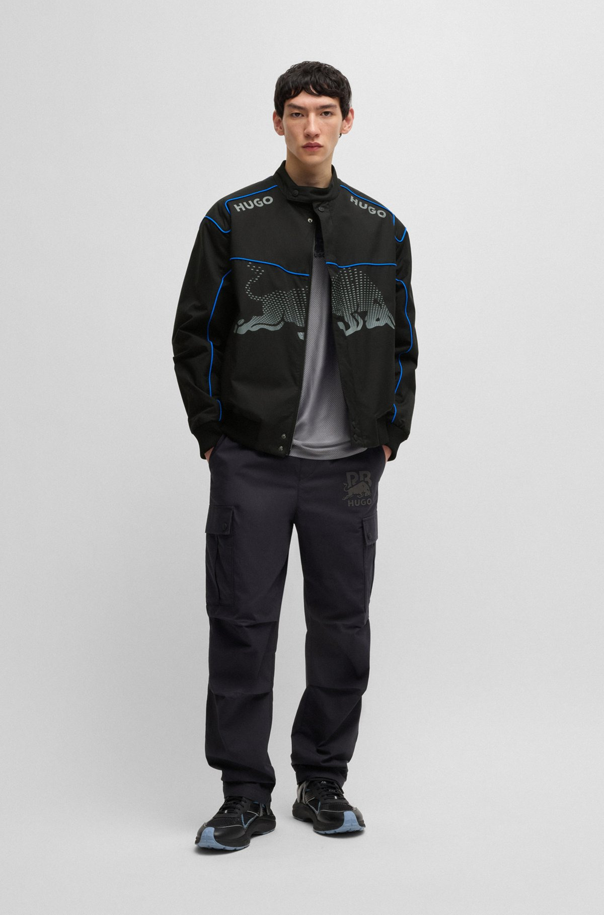 HUGO X RB WATER-REPELLENT JACKET WITH DEGRADÉ BULL GRAPHIC - 3