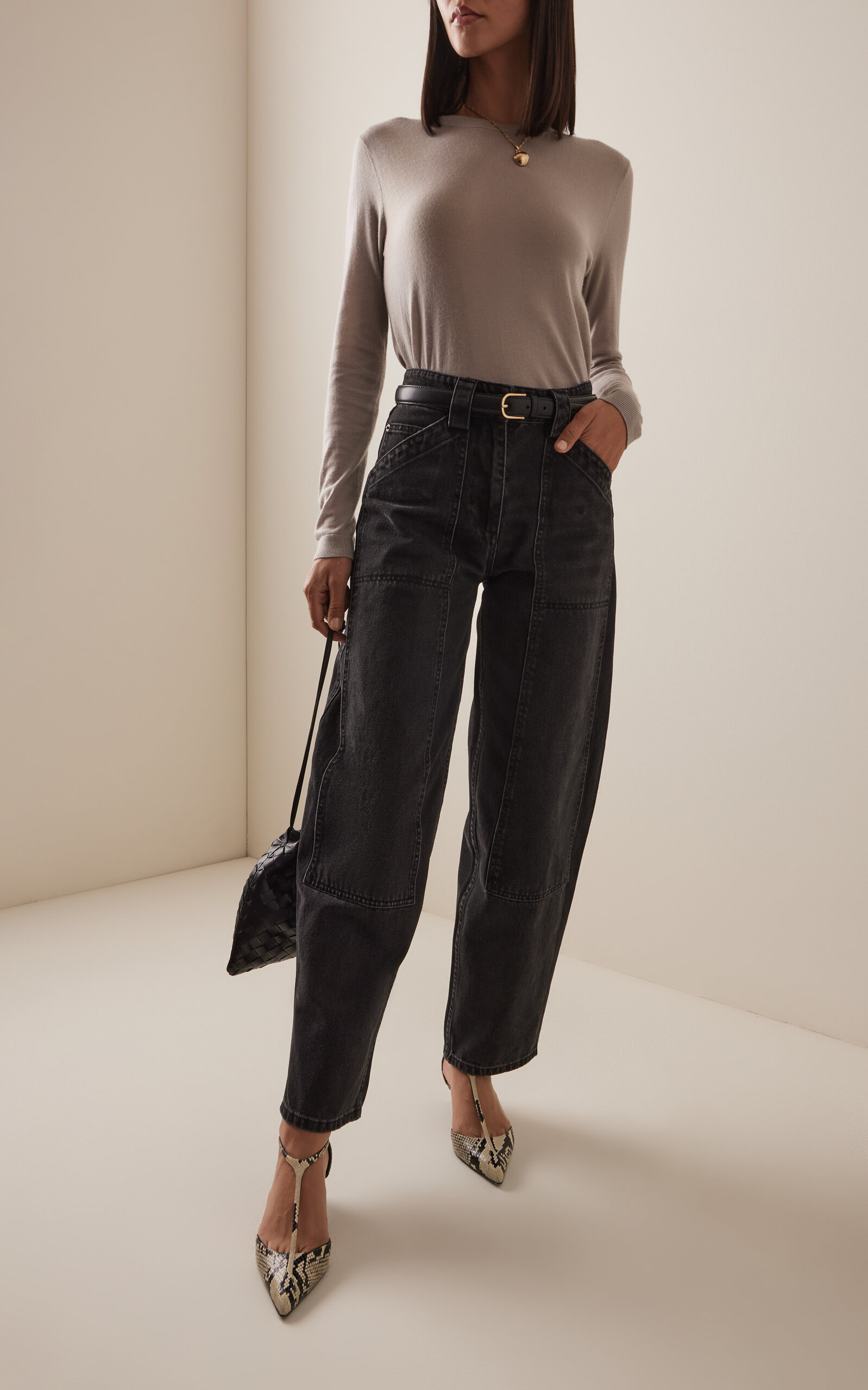 Denim Patch Pocket Pants black - 2