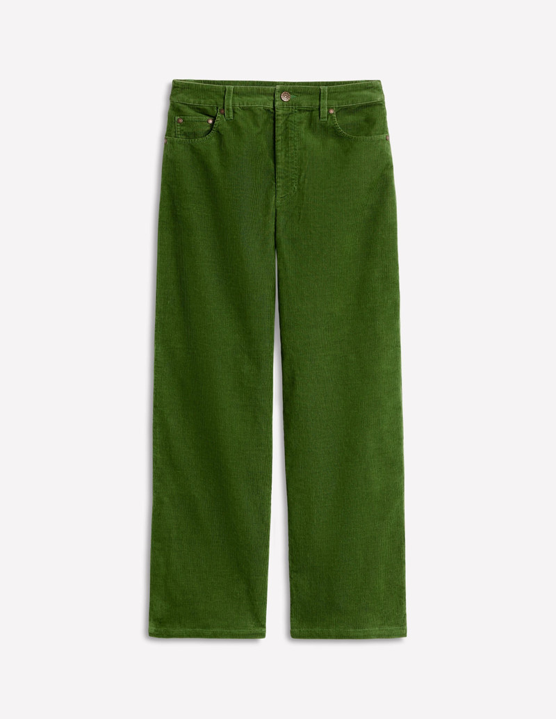 High Rise Straight Cord Jeans-Promenade Green 3