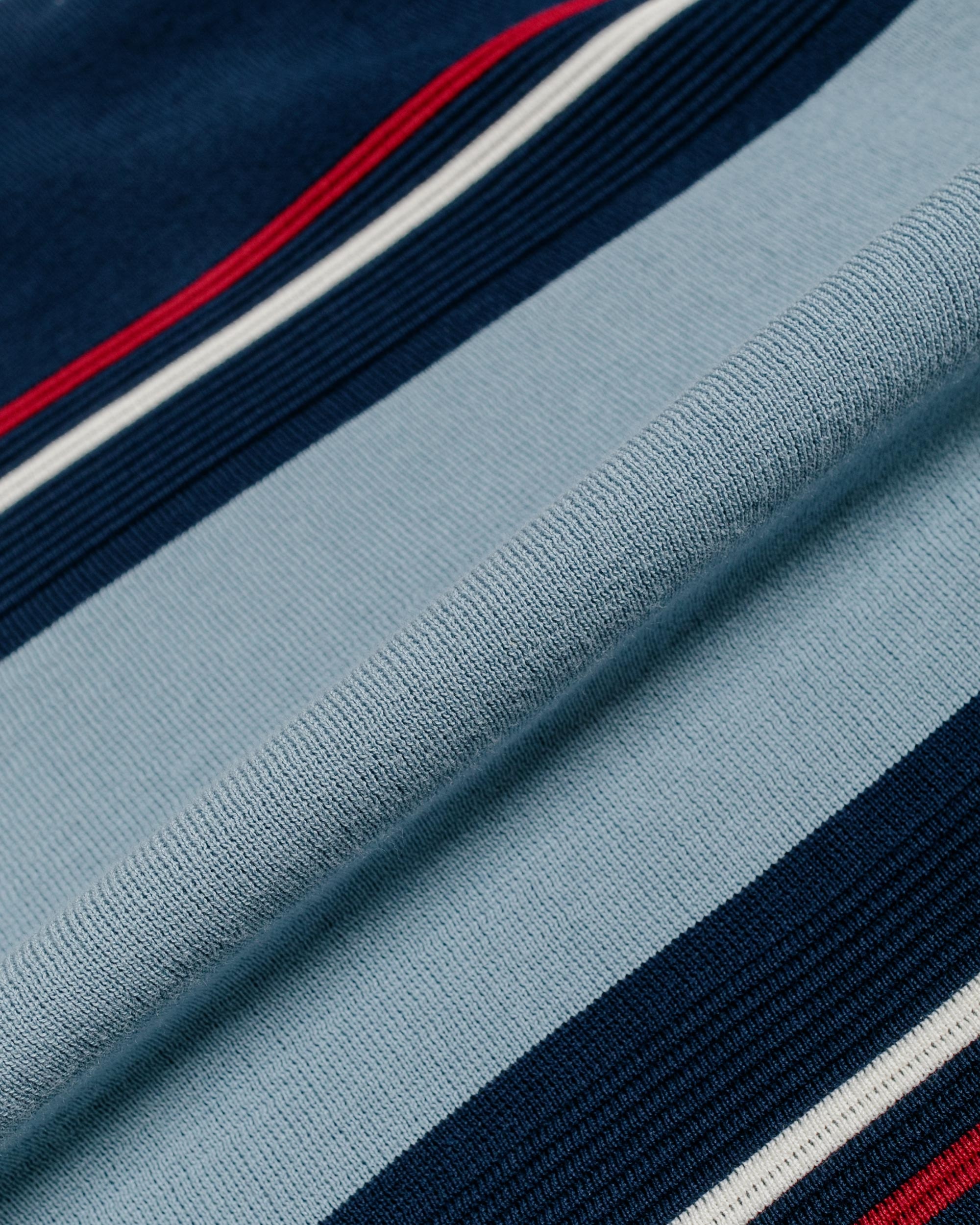 Knit Polo Stripe Sax - 5