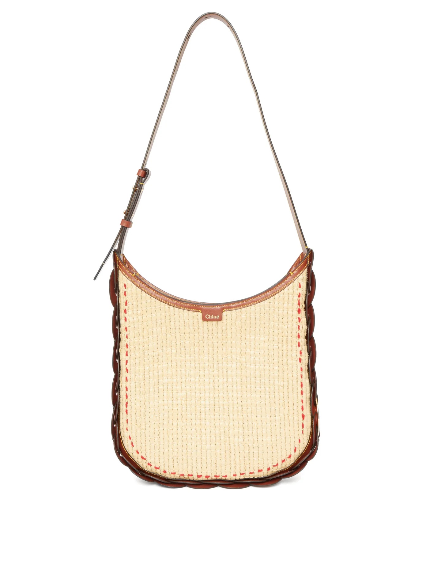 Darryl medium raffia and leather shoulder bag - 1