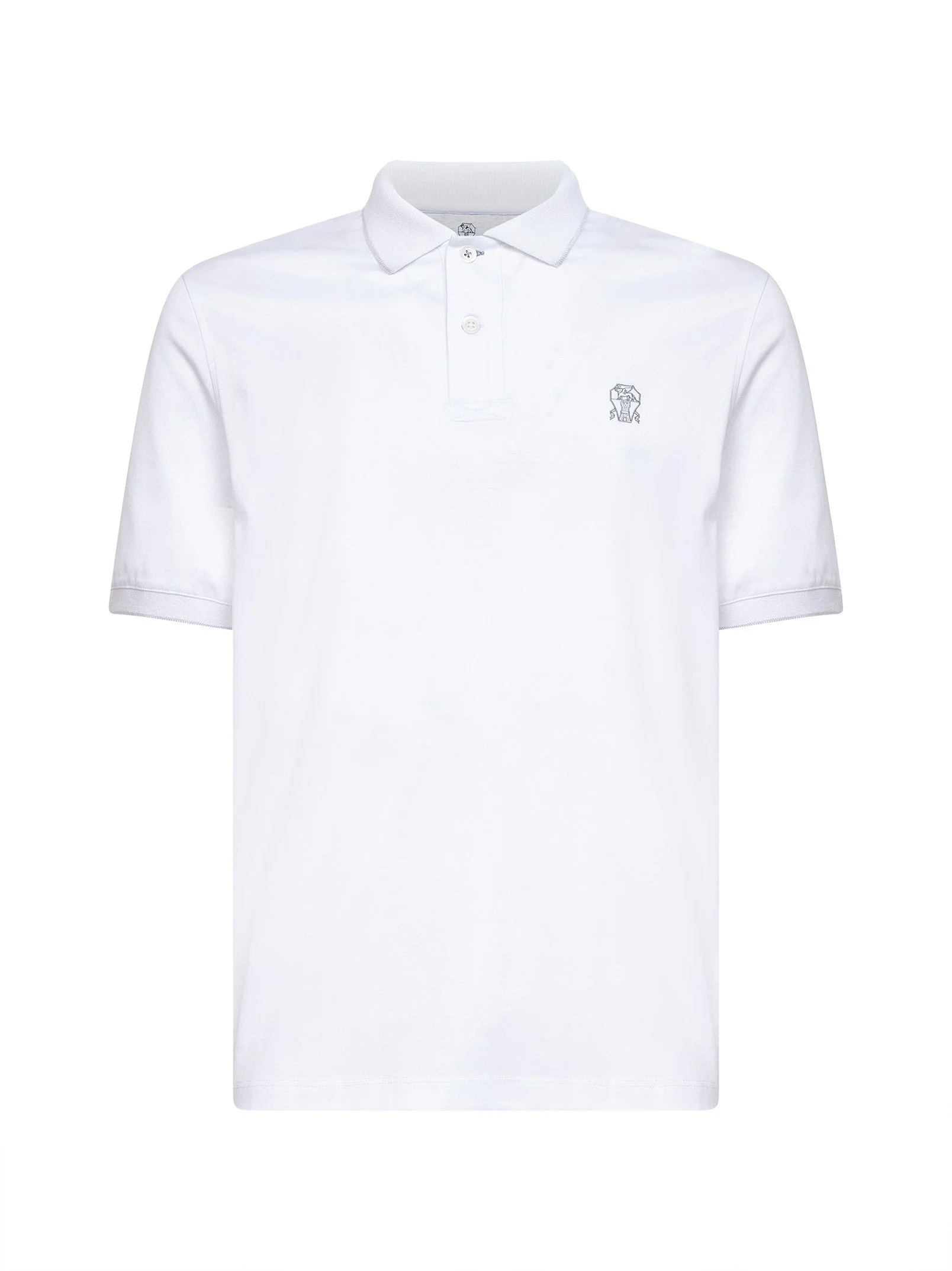 White cotton jersey logo polo shirt - 1