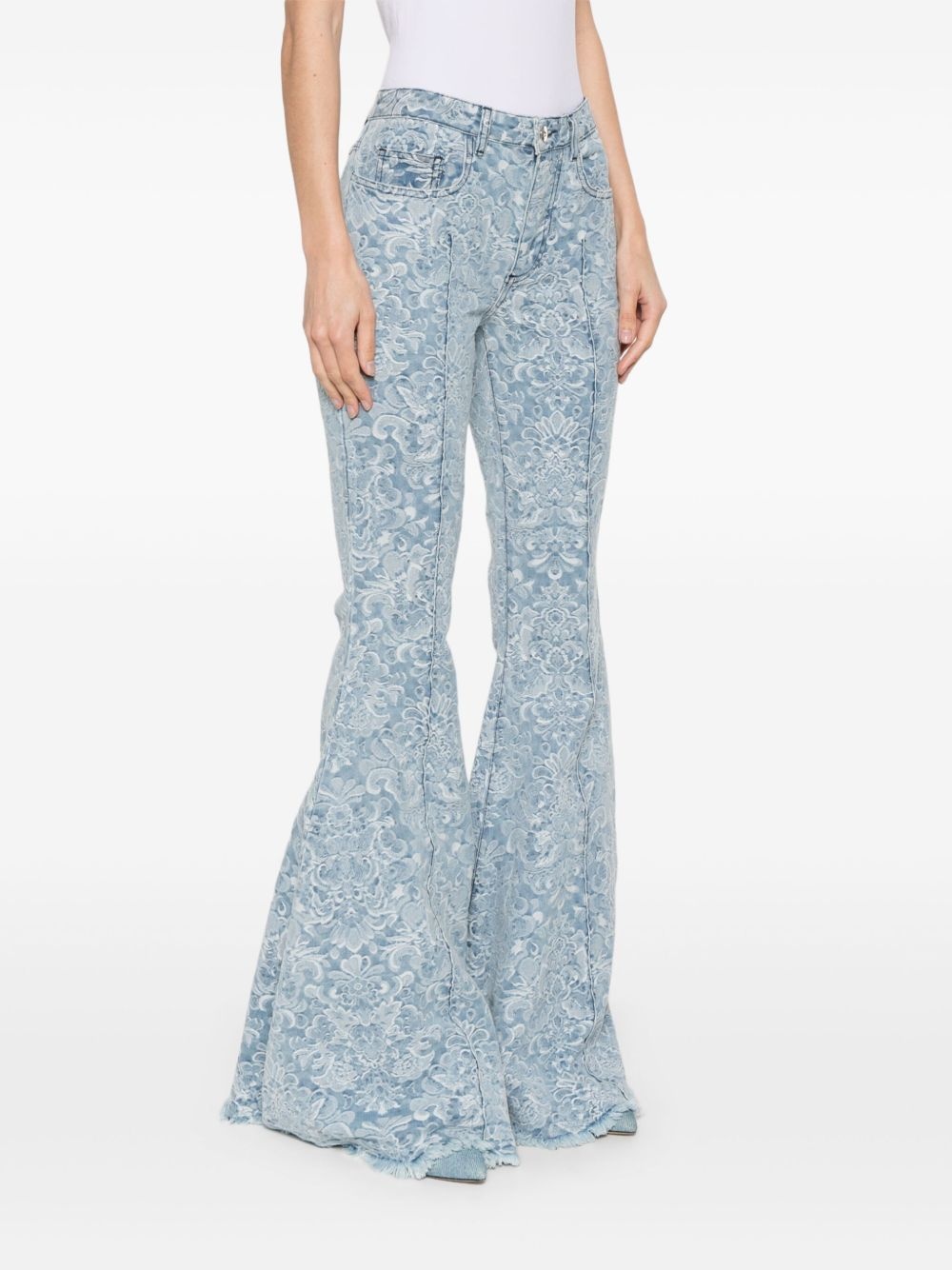 brocade flared jeans - 3
